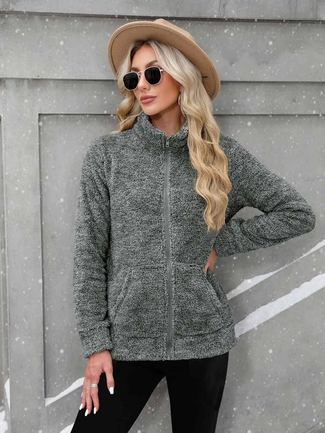 For G and PL Women's Long Sleeve Full Zip Soft Warm Fleece Jacket