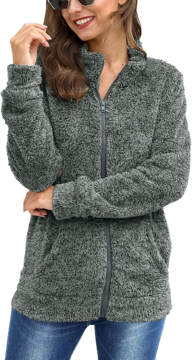 For G and PL Women's Long Sleeve Full Zip Soft Warm Fleece Jacket
