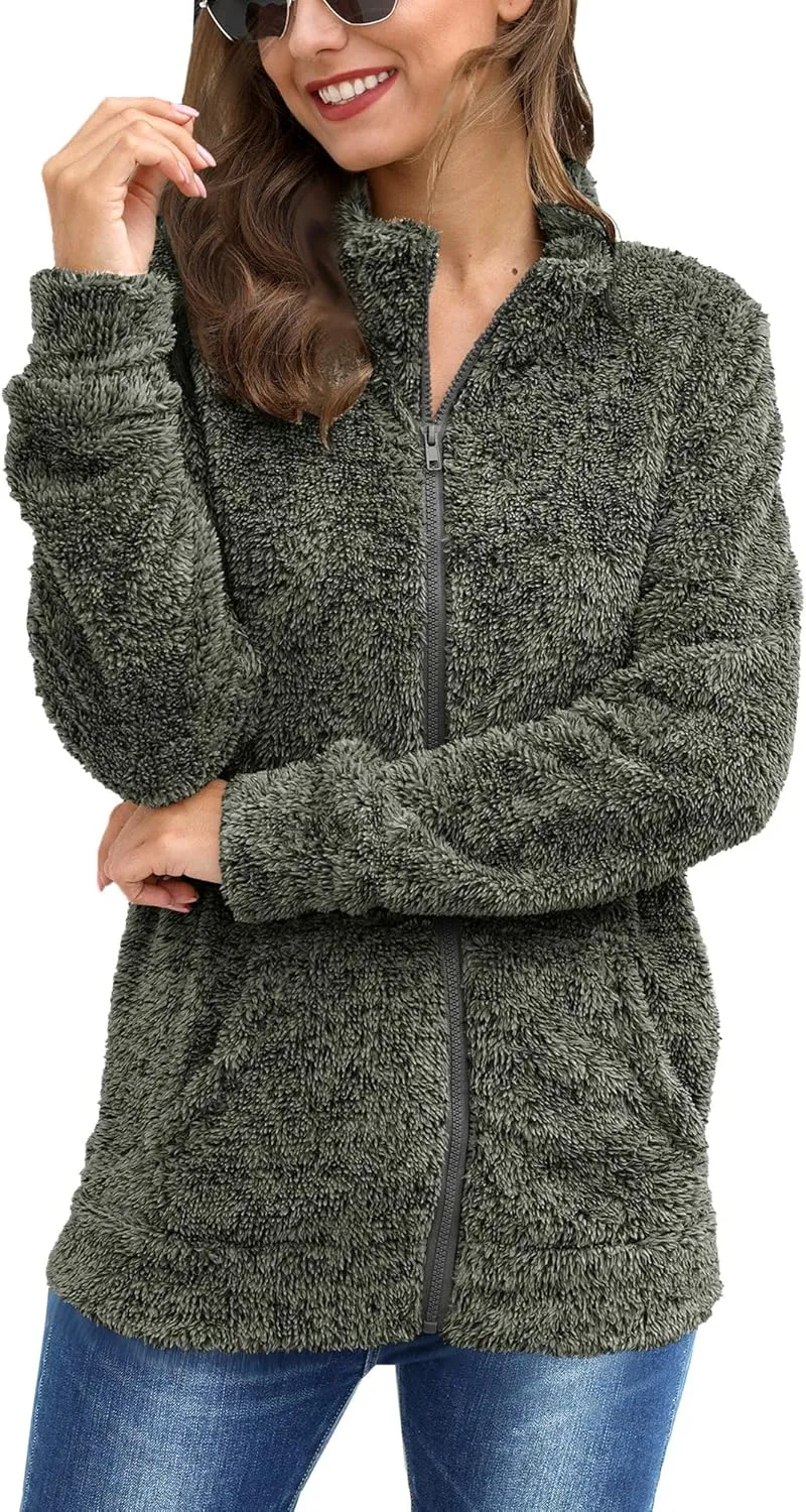 For G and PL Women's Long Sleeve Full Zip Soft Warm Fleece Jacket