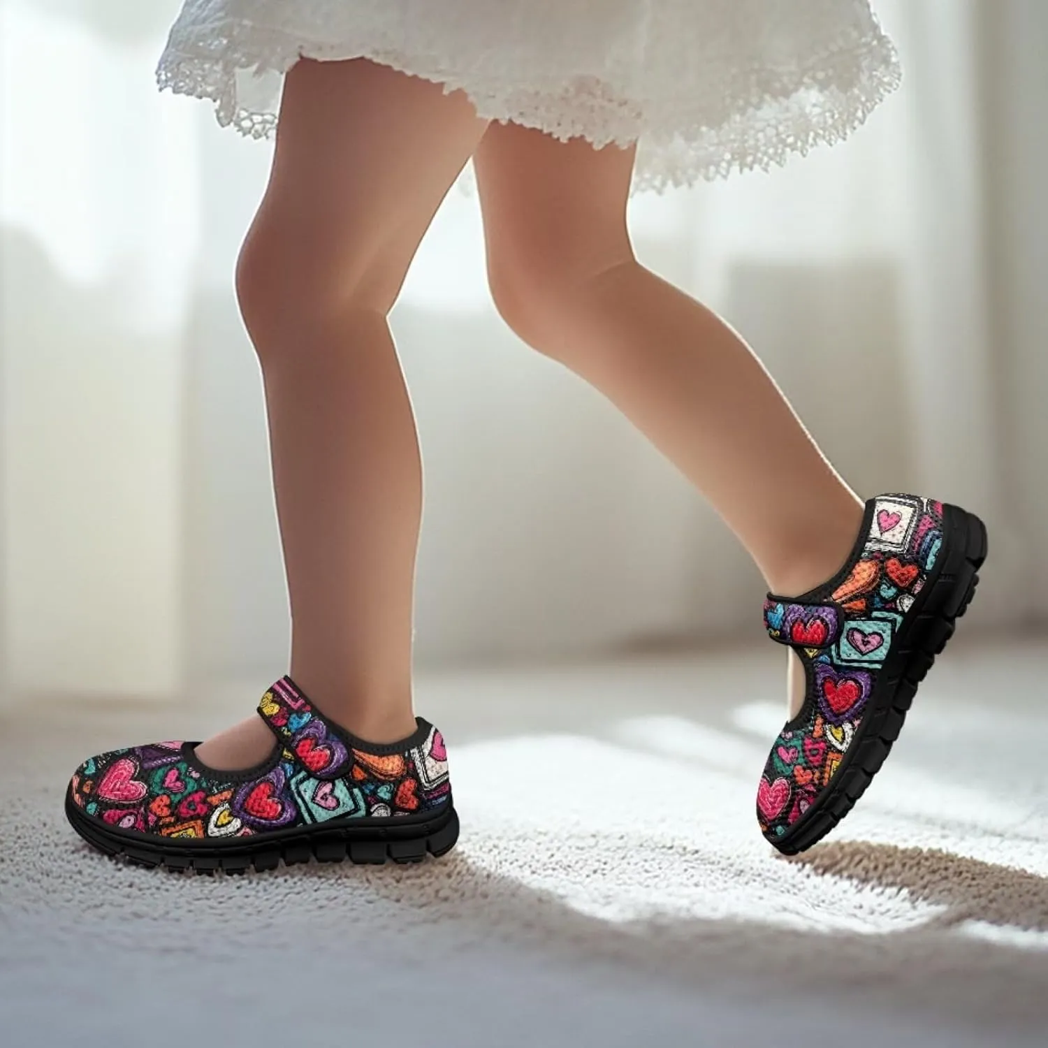 Forchrinse Sunflower Otter Pattern Toddlers Girls Dress Shoes Floral Mary Jane Flats Party School Uniform Shoes Lightweight Flats Sneakers for Kids,Size 11-2.5