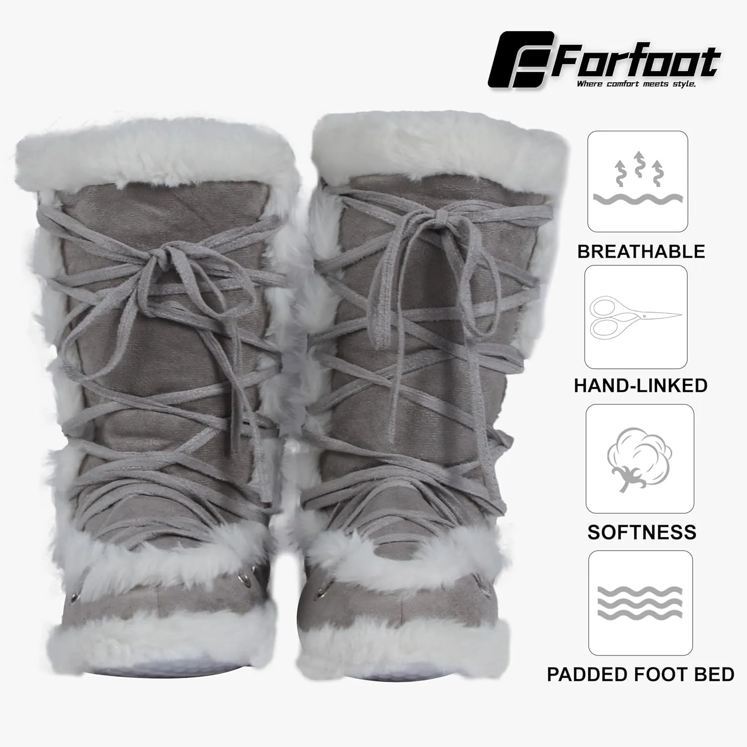 Forfoot Slipper Boots, Cozy Indoor Booties for Women Fluffy Comfortable House Shoes Fuzzy Anti-Slip Boots Winter