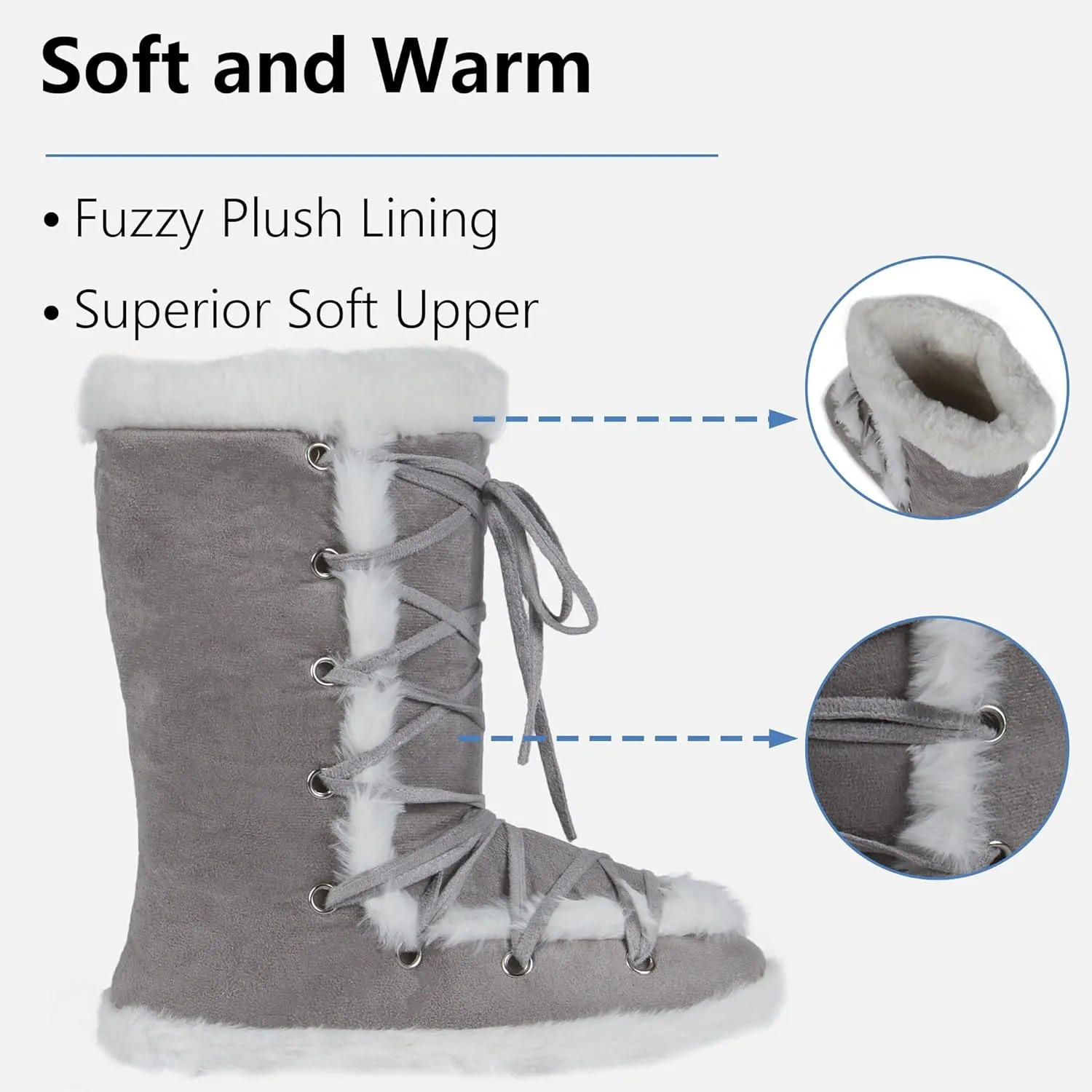 Forfoot Slipper Boots, Cozy Indoor Booties for Women Fluffy Comfortable House Shoes Fuzzy Anti-Slip Boots Winter