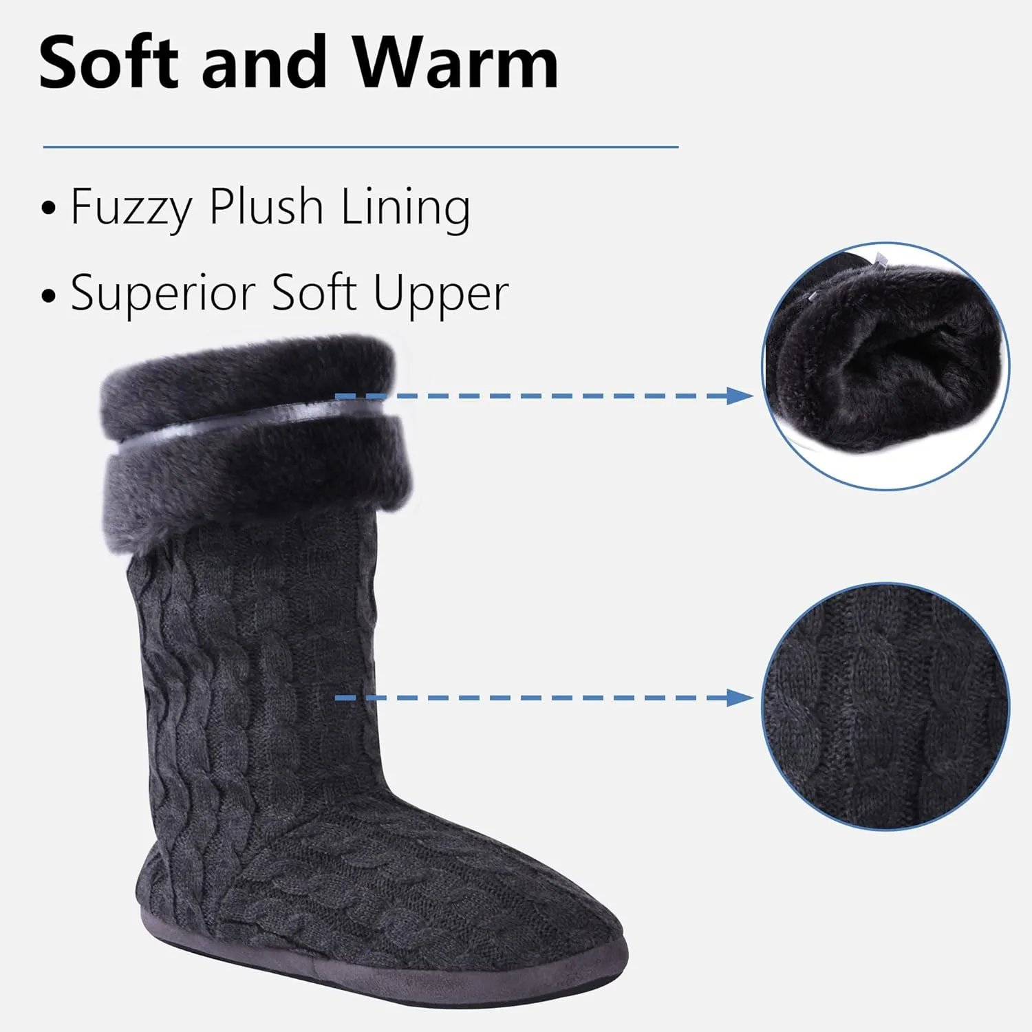Forfoot Slipper Boots for Women, Cozy Fleece Non Slip Indoor House Shoes