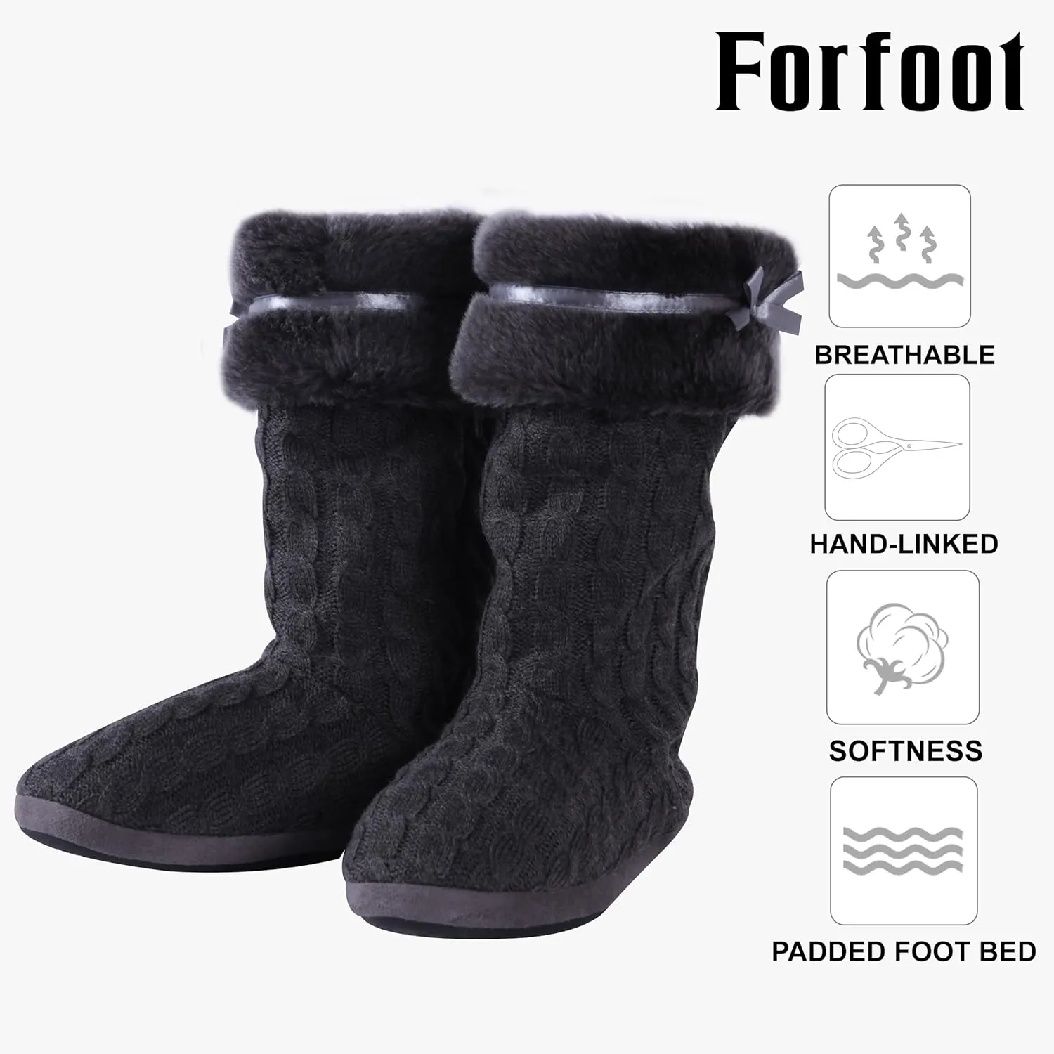 Forfoot Slipper Boots for Women, Cozy Fleece Non Slip Indoor House Shoes