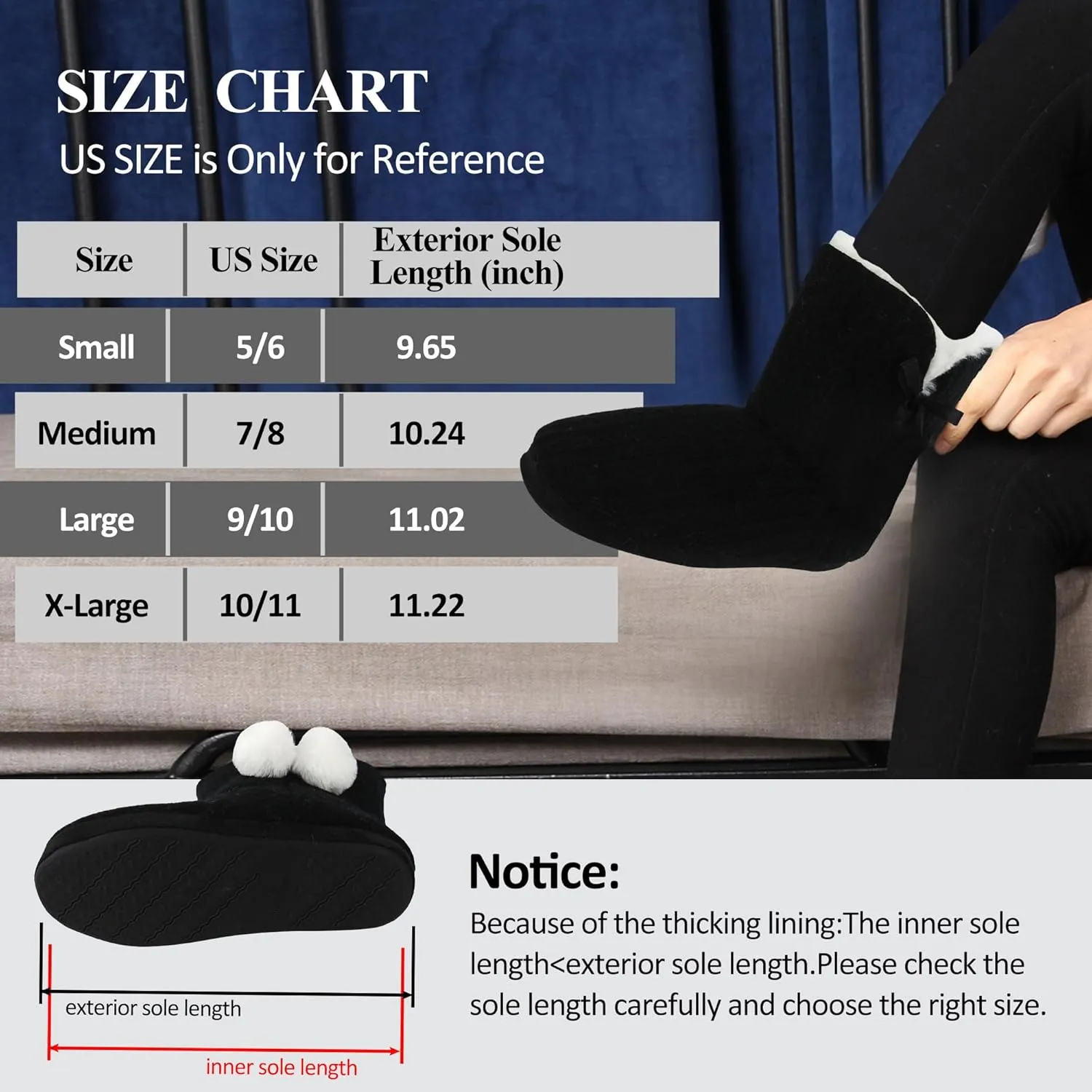Forfoot Slippers Womens Indoor Slipper Boots for Ladies Girls with Knitted Upper and Bow