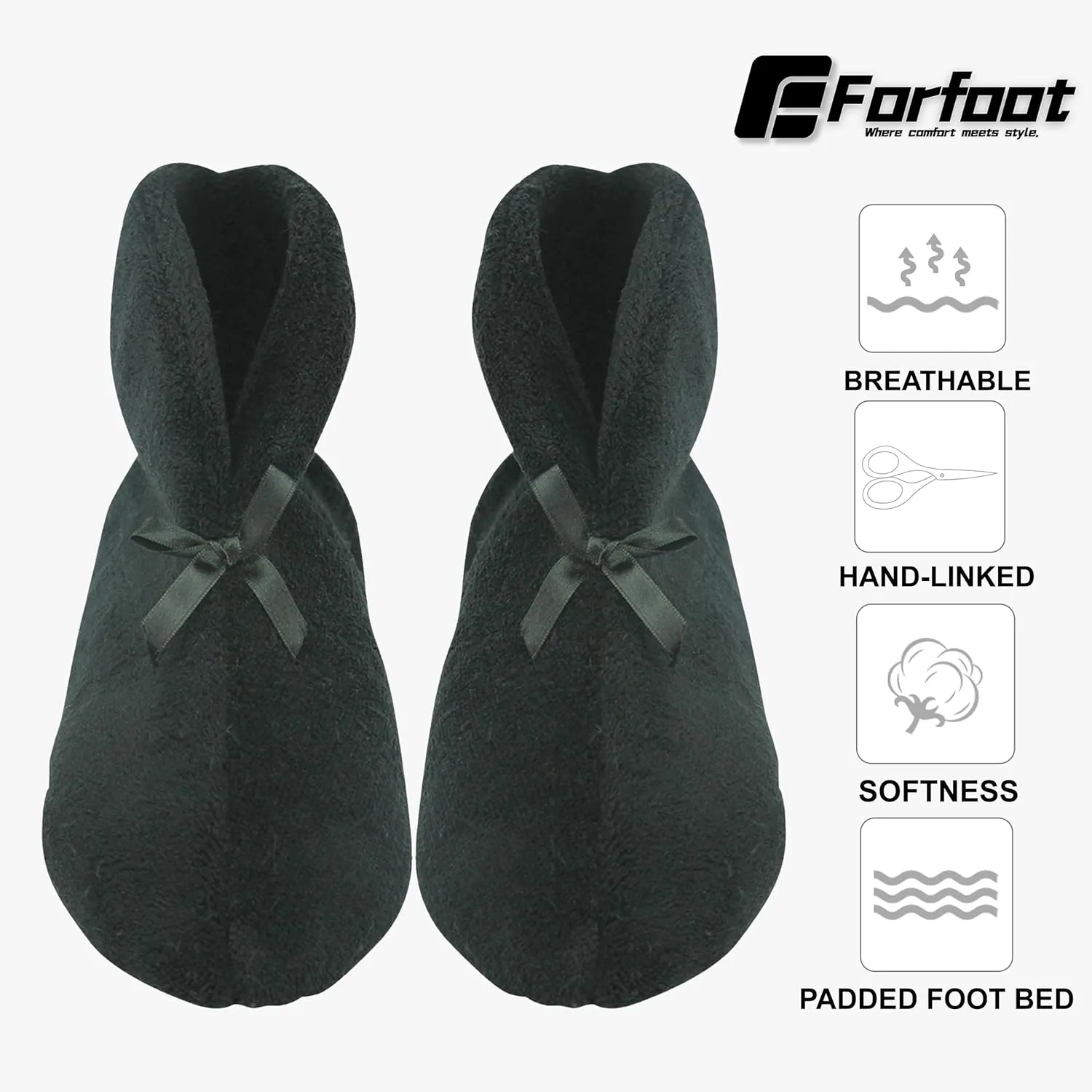 Forfoot Women's Bootie Slippers, Cozy Coral Fleece Non Slip Indoor House Shoes