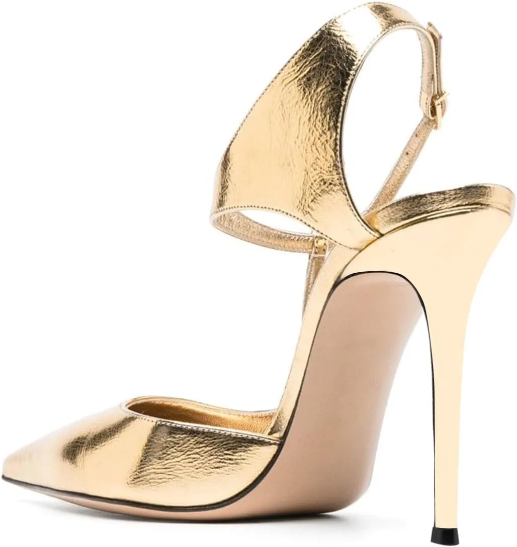 FOWT Women Sexy Pointed Toe Stiletto High Heel Sandals Chic Ankle Strap Ladies Summer Prom Party Dress Shoes Size 4-16 US