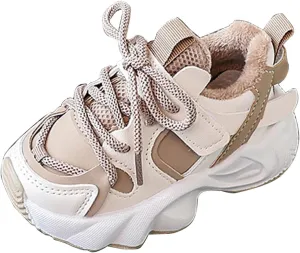 F𝘂r Lined Winter Chunky Sneakers for Girls Kids Fashion Warm Cozy Fleece Lined Comfortable Girls Sneaker Shoes Size 12