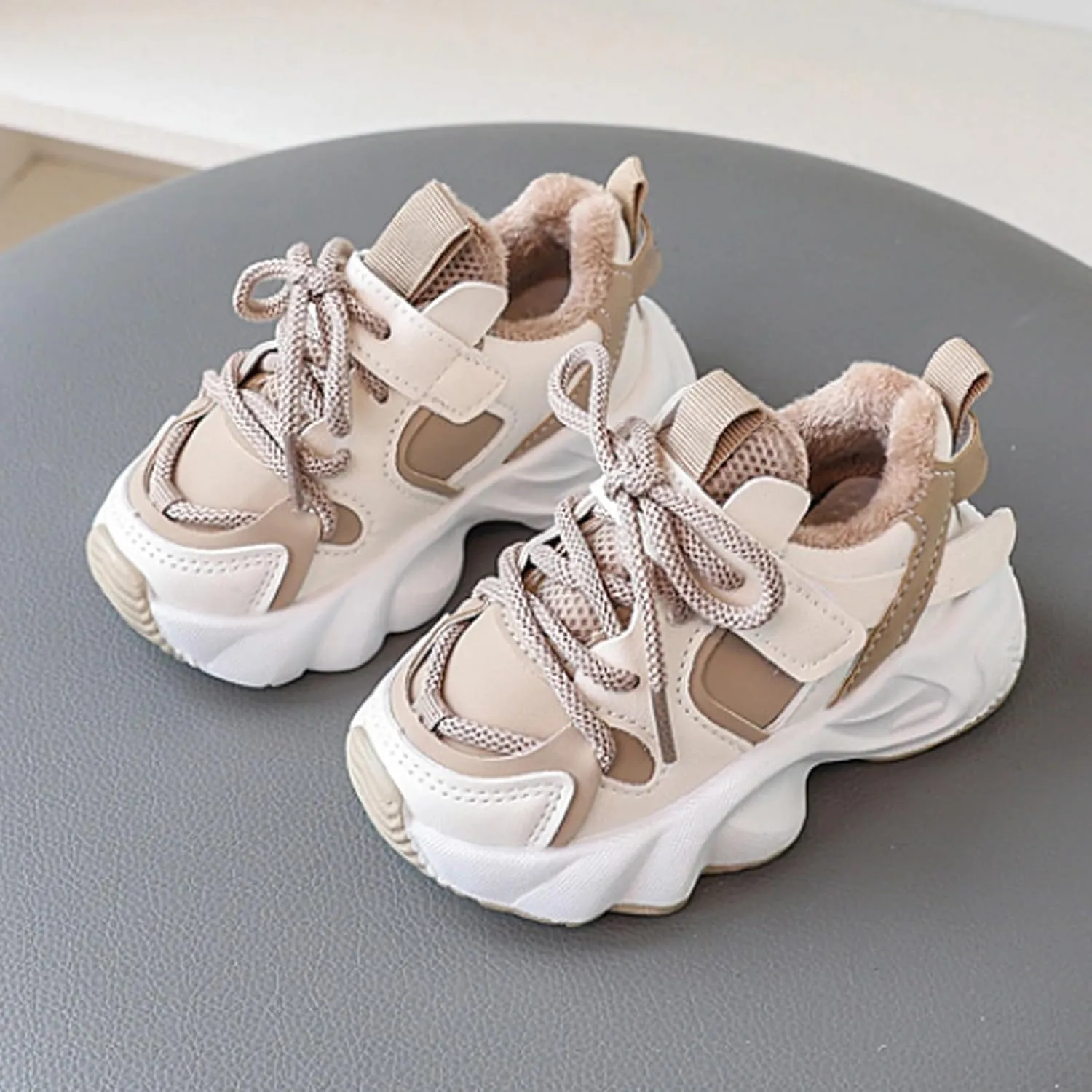 F𝘂r Lined Winter Chunky Sneakers for Girls Kids Fashion Warm Cozy Fleece Lined Comfortable Girls Sneaker Shoes Size 12