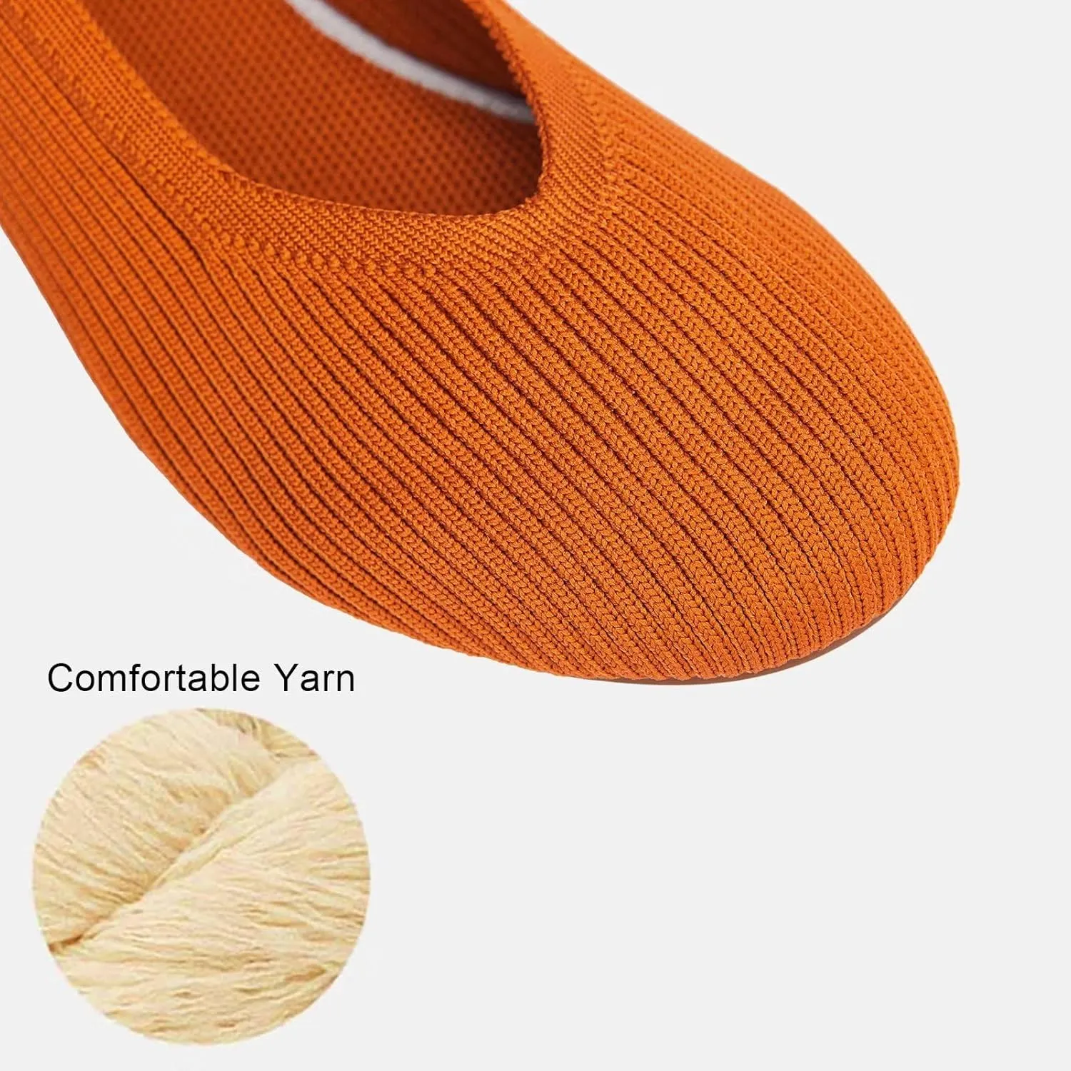 Frank Mully Women's Ballet Flats Round Toe Walking Flats Slip On Work Shoes Knitted Flats Shoes for Woman Soft Lightweight