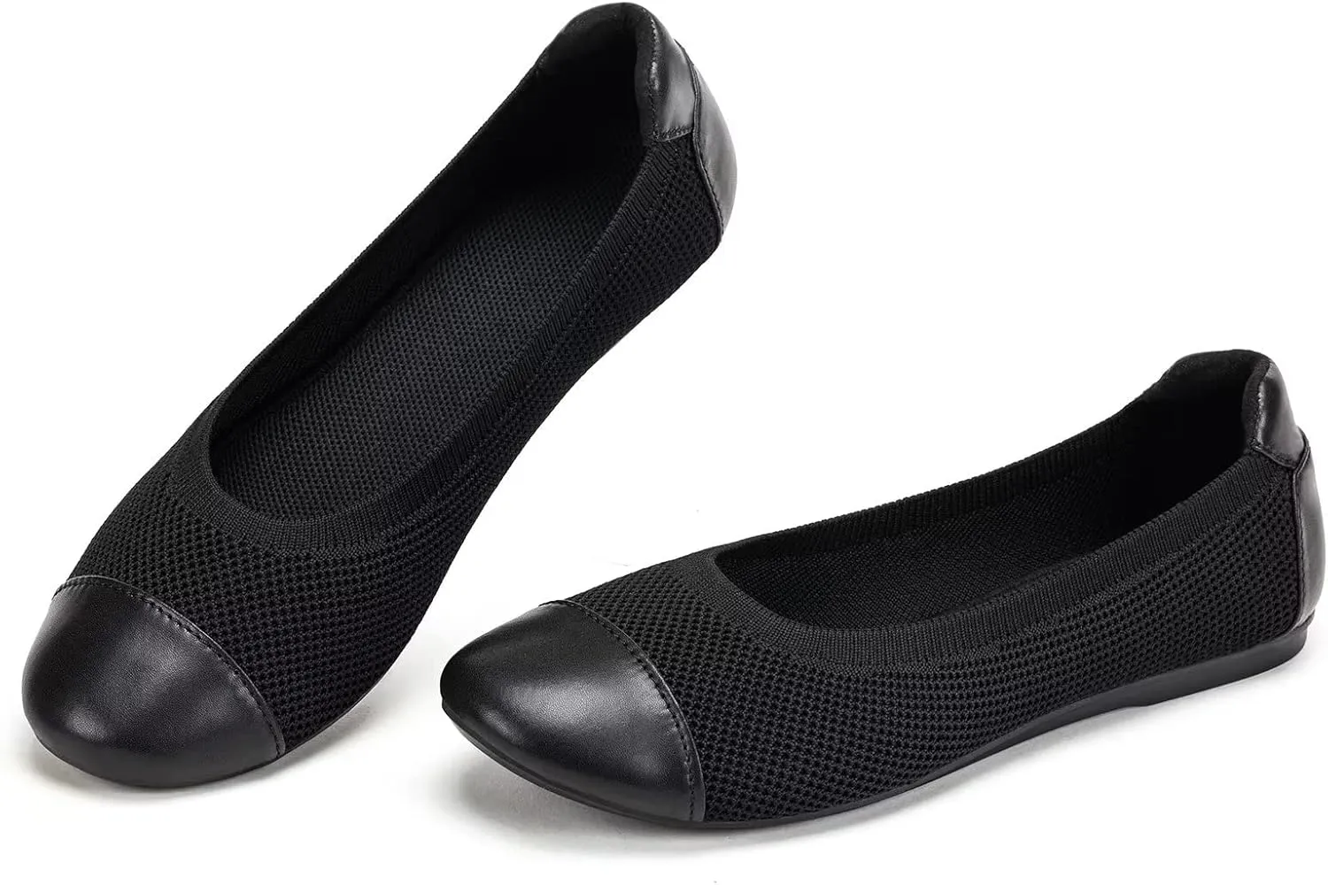 Frank Mully Women's Ballet Flats Round Toe Walking Flats Slip On Work Shoes Knitted Flats Shoes for Woman Soft Lightweight