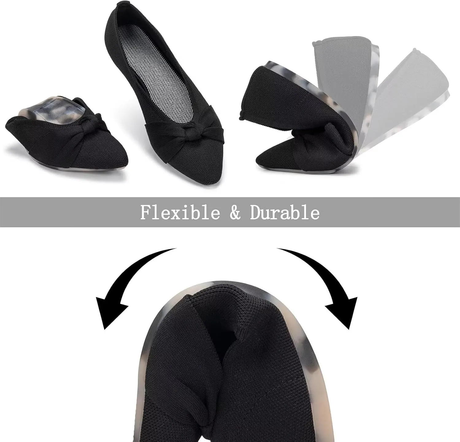 Frank Mully Womens Flat Shoes Classic Pointed Toe Flats Knitted Dress Shoes Soft Flats for Woman Comfortable Dressy