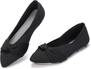 Frank Mully Womens Flat Shoes Classic Pointed Toe Flats Knitted Dress Shoes Soft Flats for Woman Comfortable Dressy