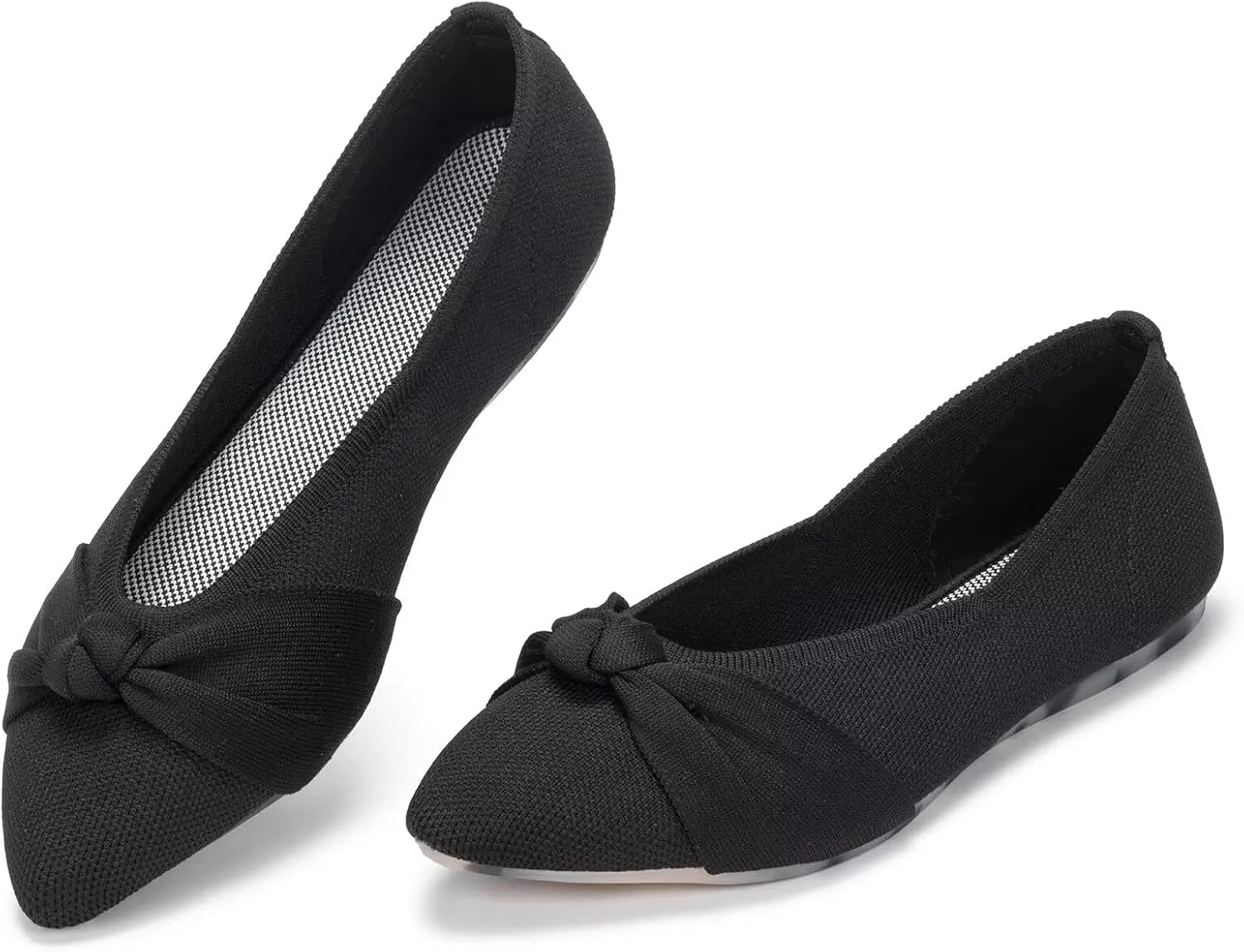 Frank Mully Womens Flat Shoes Classic Pointed Toe Flats Knitted Dress Shoes Soft Flats for Woman Comfortable Dressy