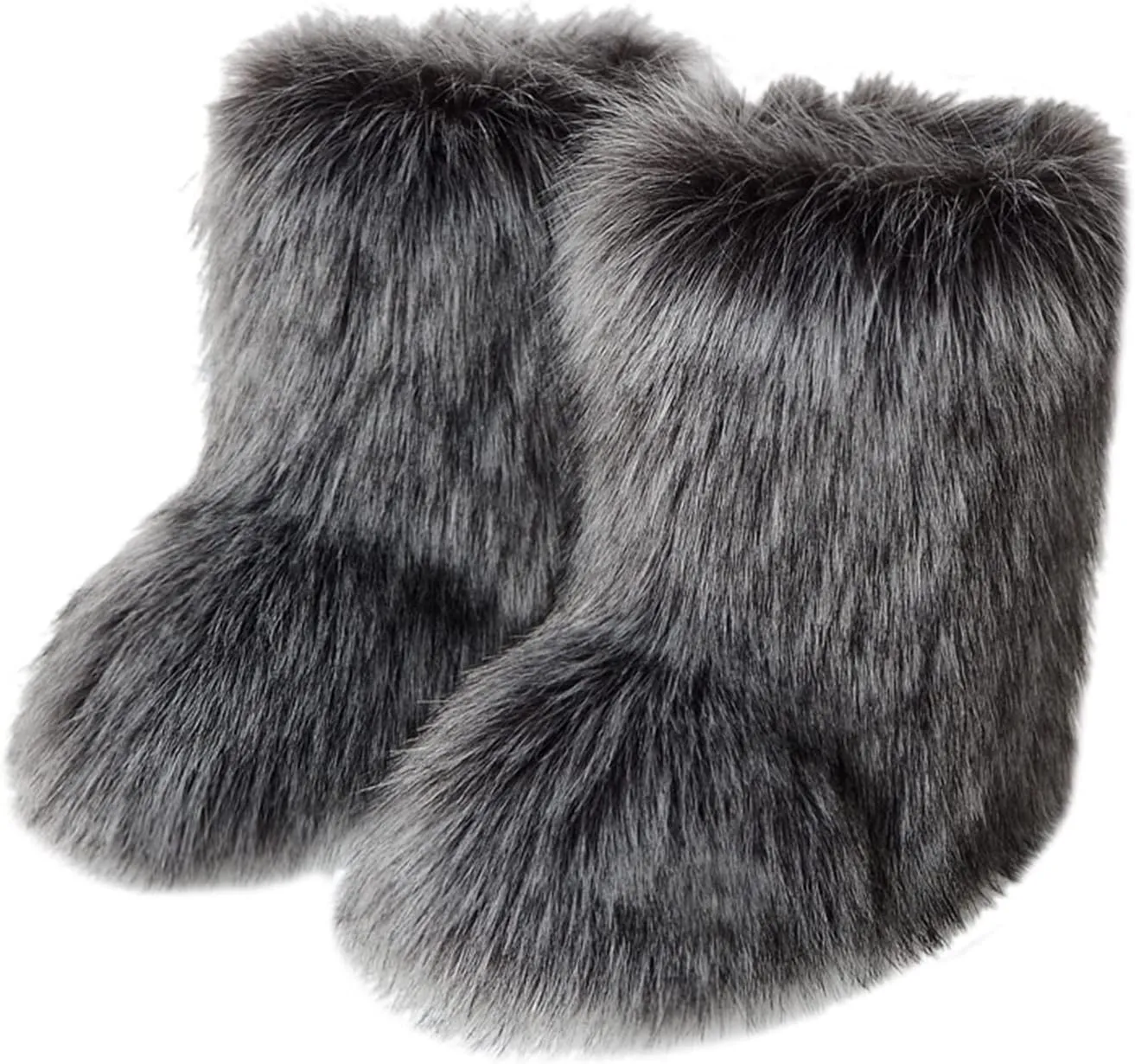 FUNCOS Women's Faux Fur Boots Warm Fuzzy Fluffy Winter Halloween Party Costume Shoes