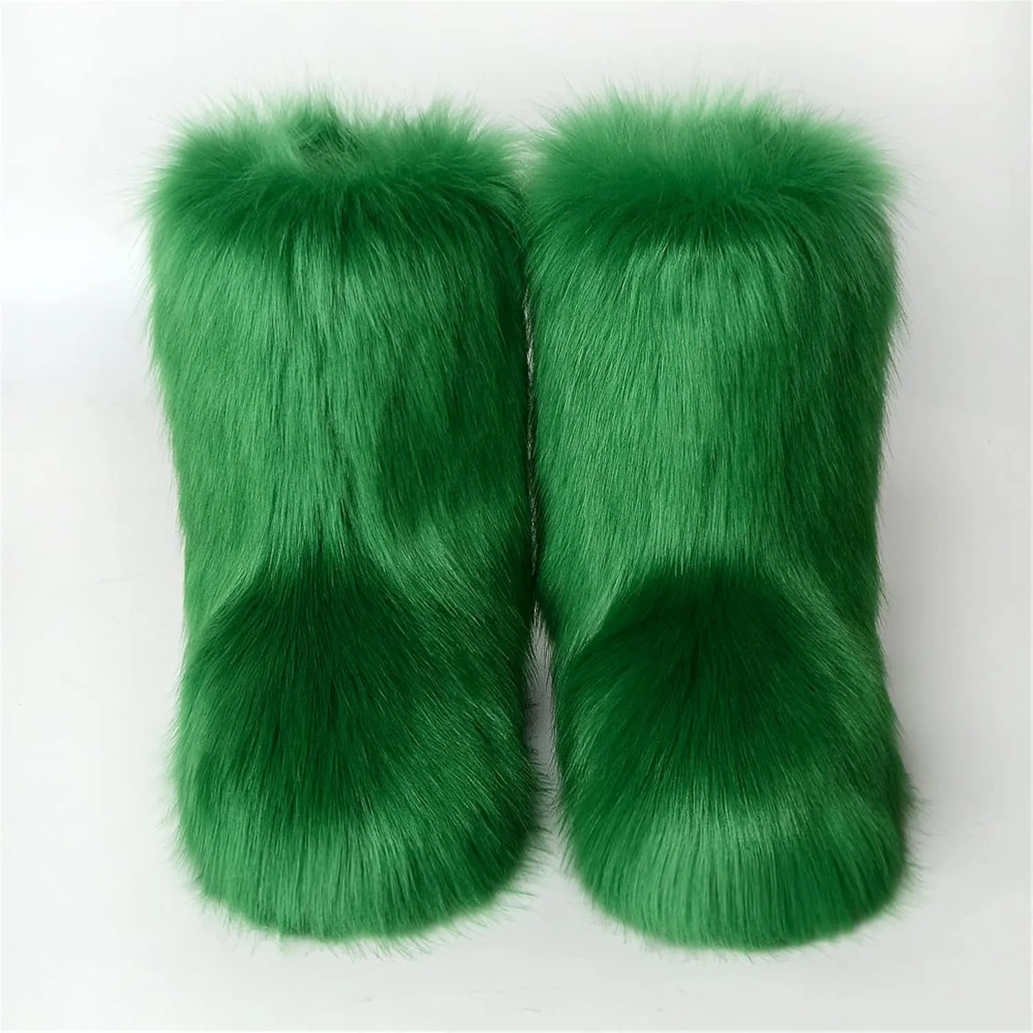 FUNCOS Women's Faux Fur Boots Warm Fuzzy Fluffy Winter Halloween Party Costume Shoes