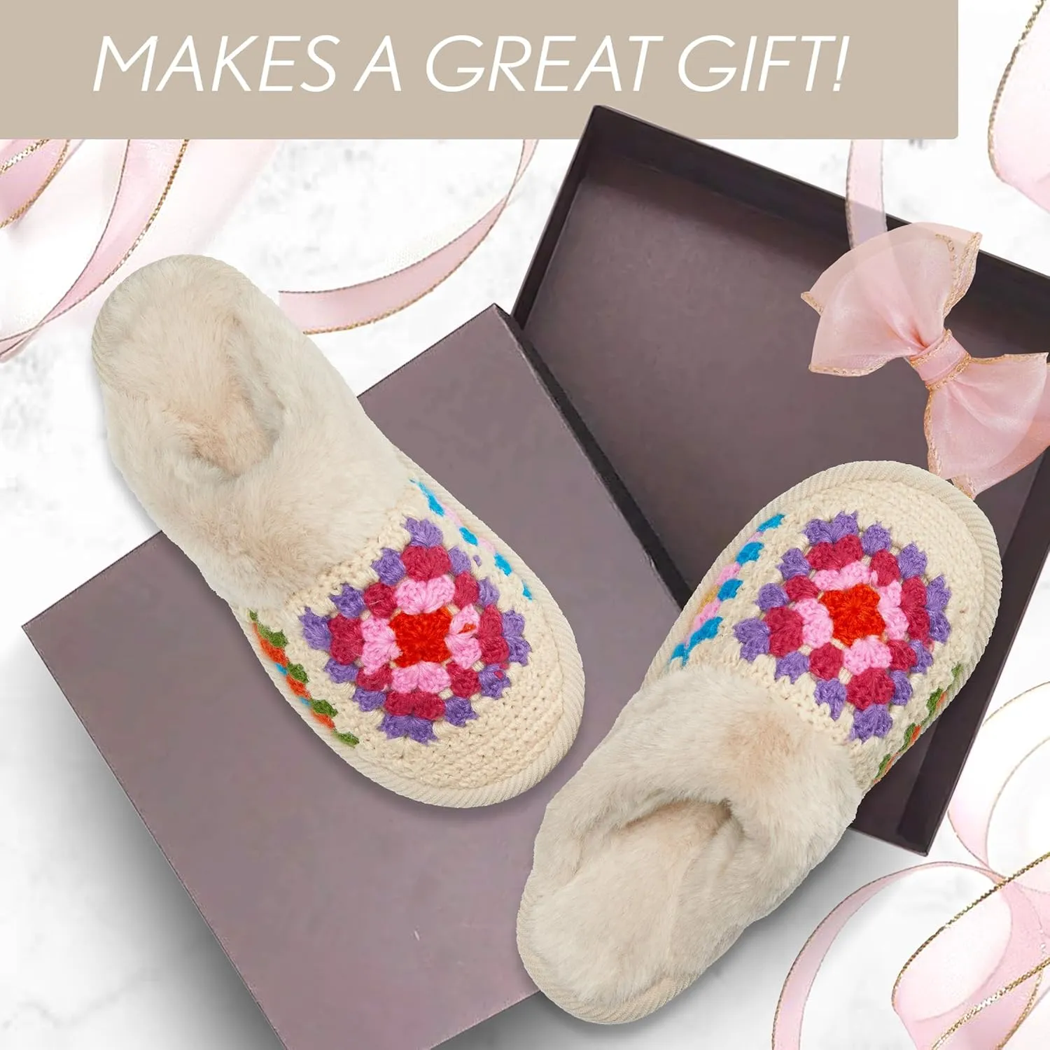 Funky Junque Cozy Plush Women's Memory Foam Slippers - Mother's Day Gift - Indoor/Outdoor Slip-Ons