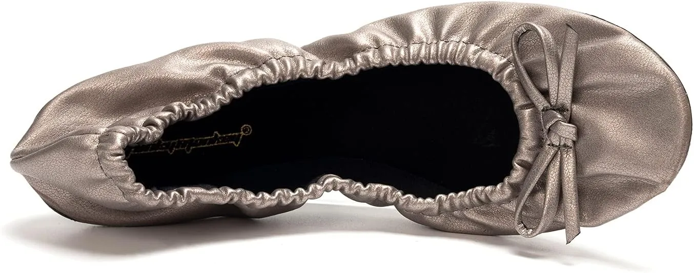 FUNKYMONKEY Foldable Ballet Flats for Women's, Comfortable Portable Travel Roll Up Walking Shoes