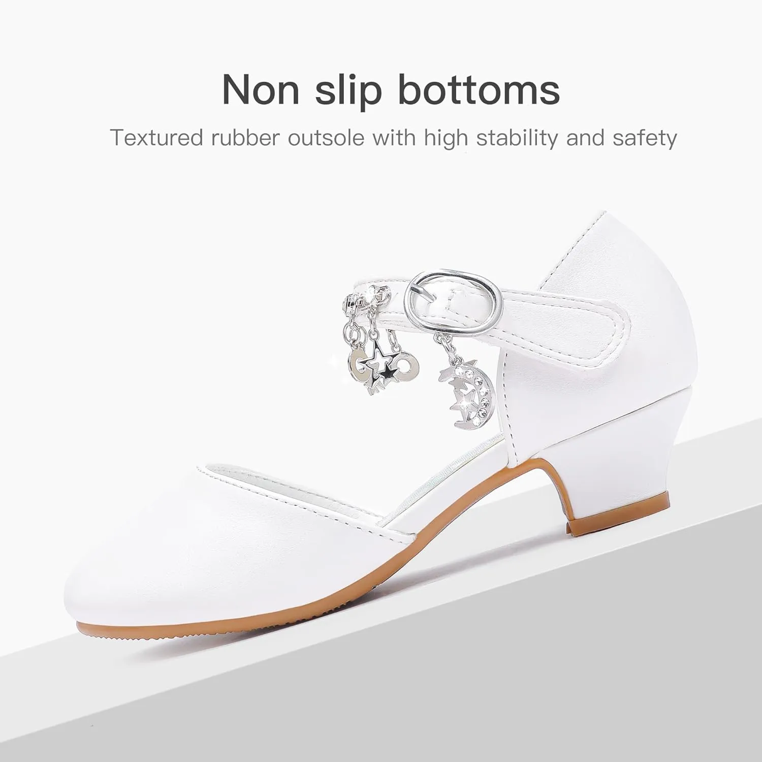 Furdeour Girls Dress Shoes Princess Crystal High Heels Closed Toe Party Wedding Flower Girls Shoes Toddler Little Big Kid