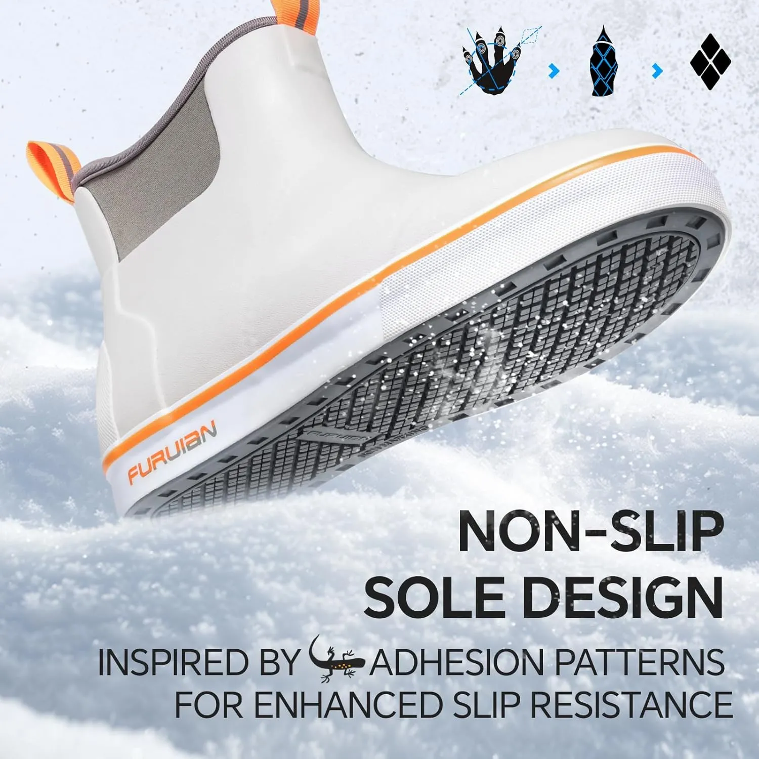 Furuian Men's Deck Boots with Fuzzy Lining Rubber Boots for Men Ankle Fishing Boots Mens Rain Boots Anti-slip Warm Winter Boots Watereproof Snow Boots for Fishing, Gardening, Outdoor