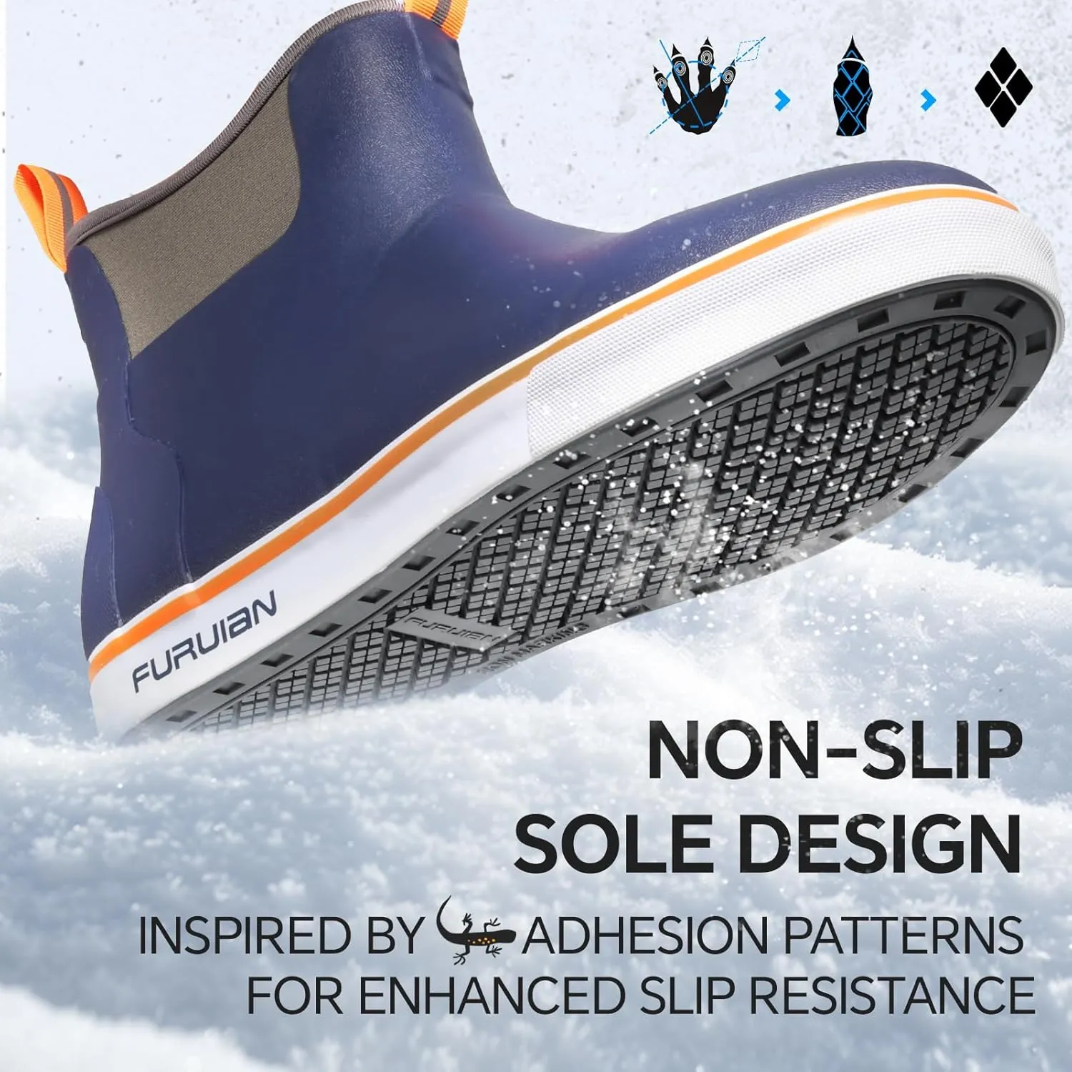 Furuian Men's Deck Boots with Fuzzy Lining Rubber Boots for Men Ankle Fishing Boots Mens Rain Boots Anti-slip Warm Winter Boots Watereproof Snow Boots for Fishing, Gardening, Outdoor