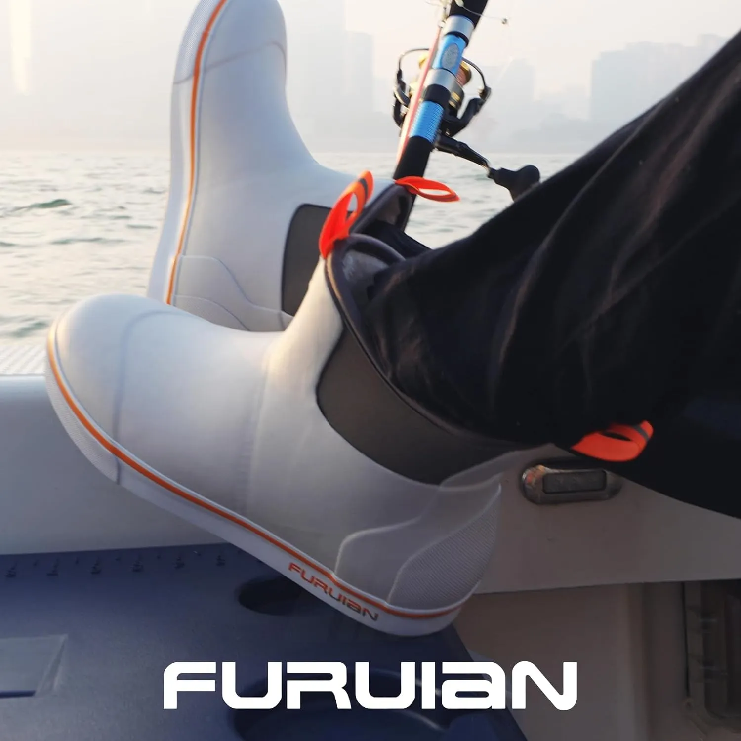 Furuian Men's Deck Boots with Fuzzy Lining Rubber Boots for Men Ankle Fishing Boots Mens Rain Boots Anti-slip Warm Winter Boots Watereproof Snow Boots for Fishing, Gardening, Outdoor