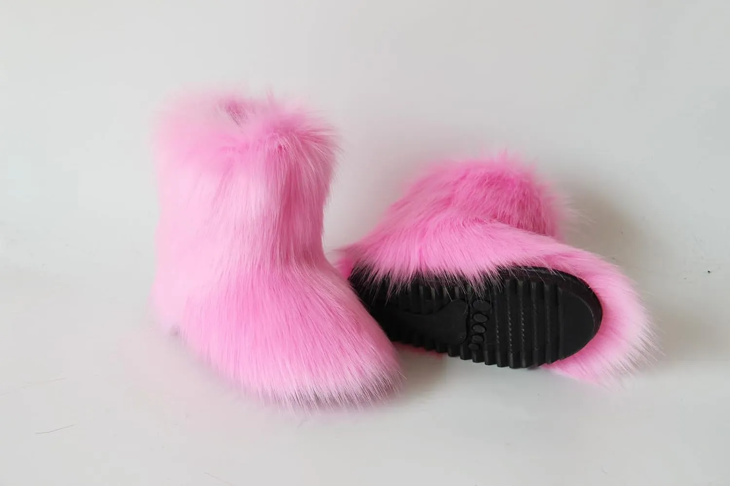 Gegefur Girls Boys Kids Faux Fur Boots Furry Fuzzy Fluffy Warm Winter Snow Boots Flat Shoes Outdoor