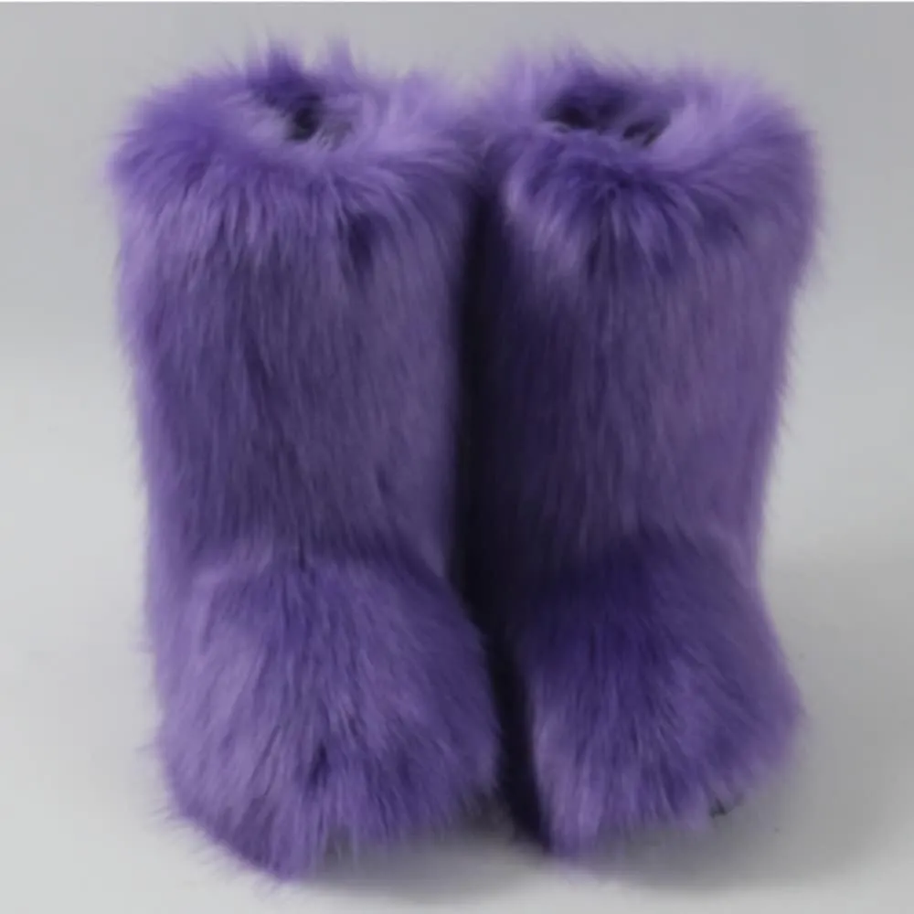 Gegefur Girls Boys Kids Faux Fur Boots Furry Fuzzy Fluffy Warm Winter Snow Boots Flat Shoes Outdoor