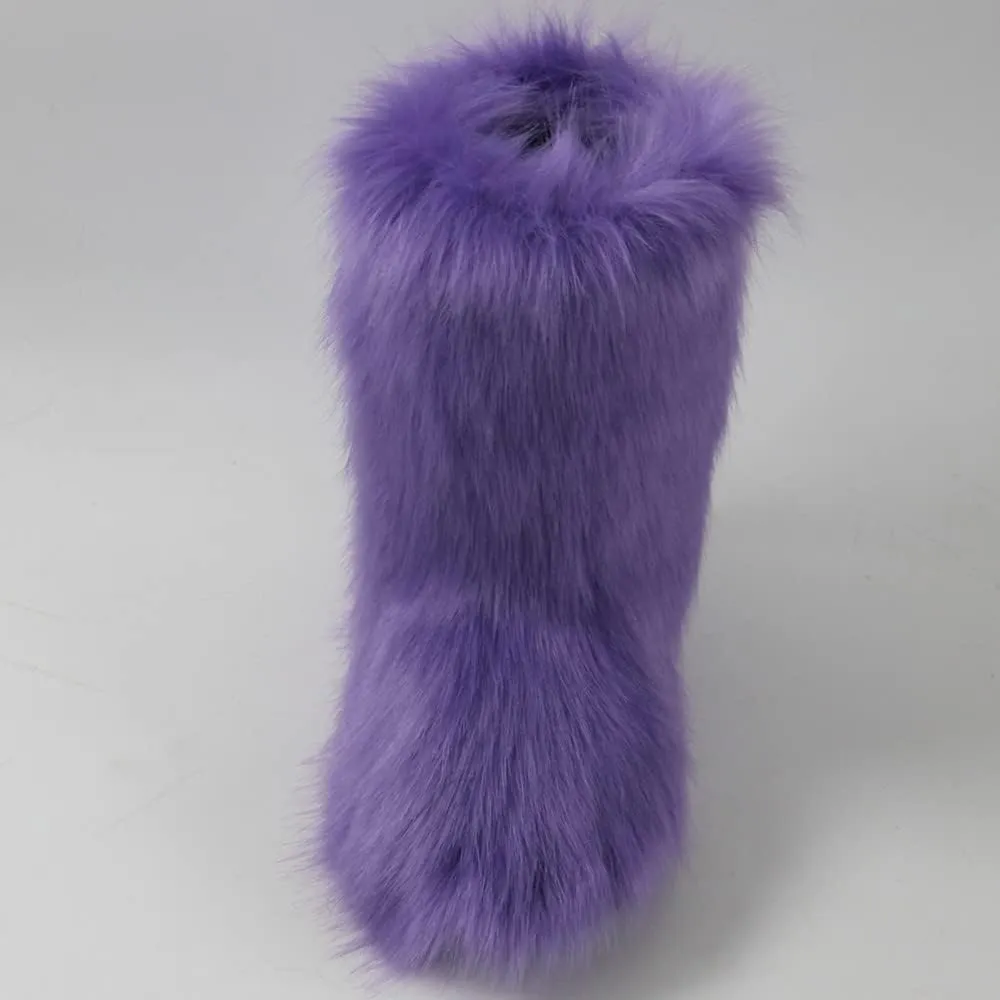 Gegefur Girls Boys Kids Faux Fur Boots Furry Fuzzy Fluffy Warm Winter Snow Boots Flat Shoes Outdoor