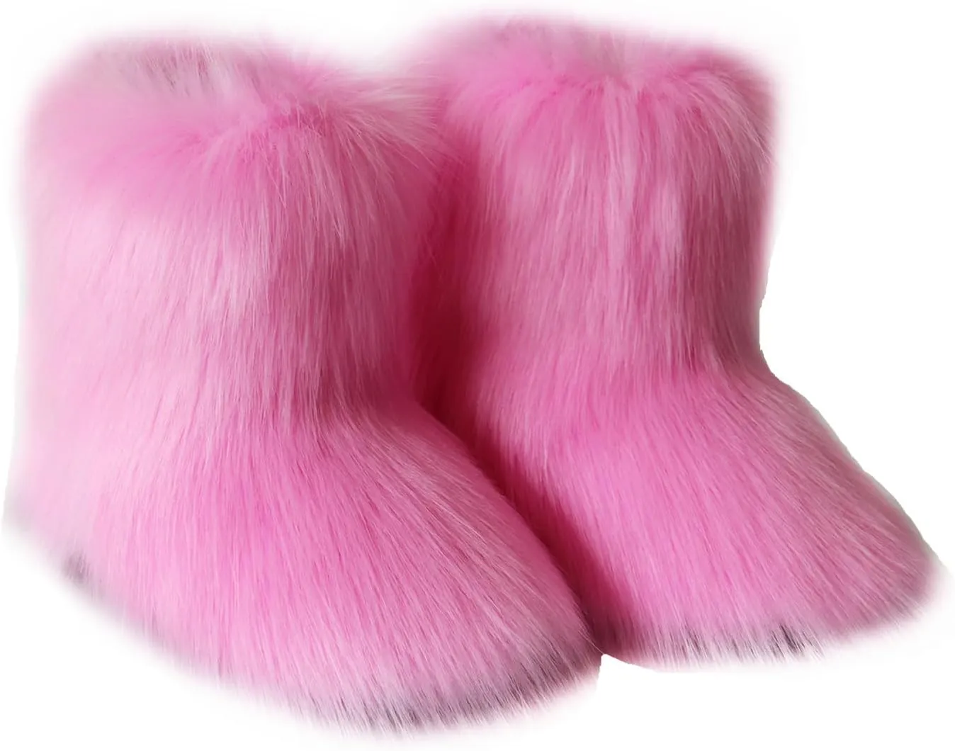 Gegefur Girls Boys Kids Faux Fur Boots Furry Fuzzy Fluffy Warm Winter Snow Boots Flat Shoes Outdoor