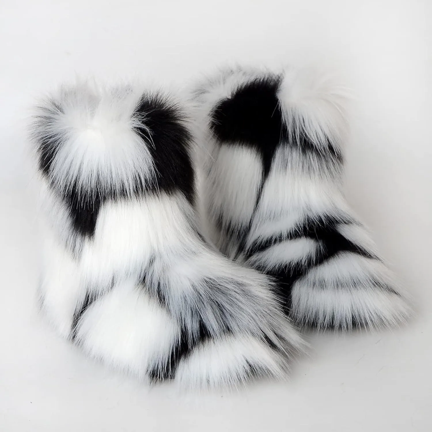 Gegefur Girls Boys Kids Faux Fur Boots Furry Fuzzy Fluffy Warm Winter Snow Boots Flat Shoes Outdoor