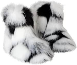 Gegefur Girls Boys Kids Faux Fur Boots Furry Fuzzy Fluffy Warm Winter Snow Boots Flat Shoes Outdoor