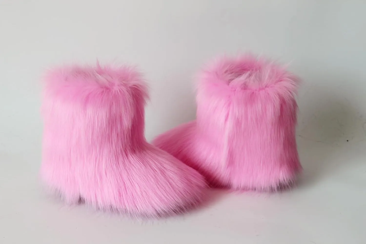 Gegefur Girls Boys Kids Faux Fur Boots Furry Fuzzy Fluffy Warm Winter Snow Boots Flat Shoes Outdoor