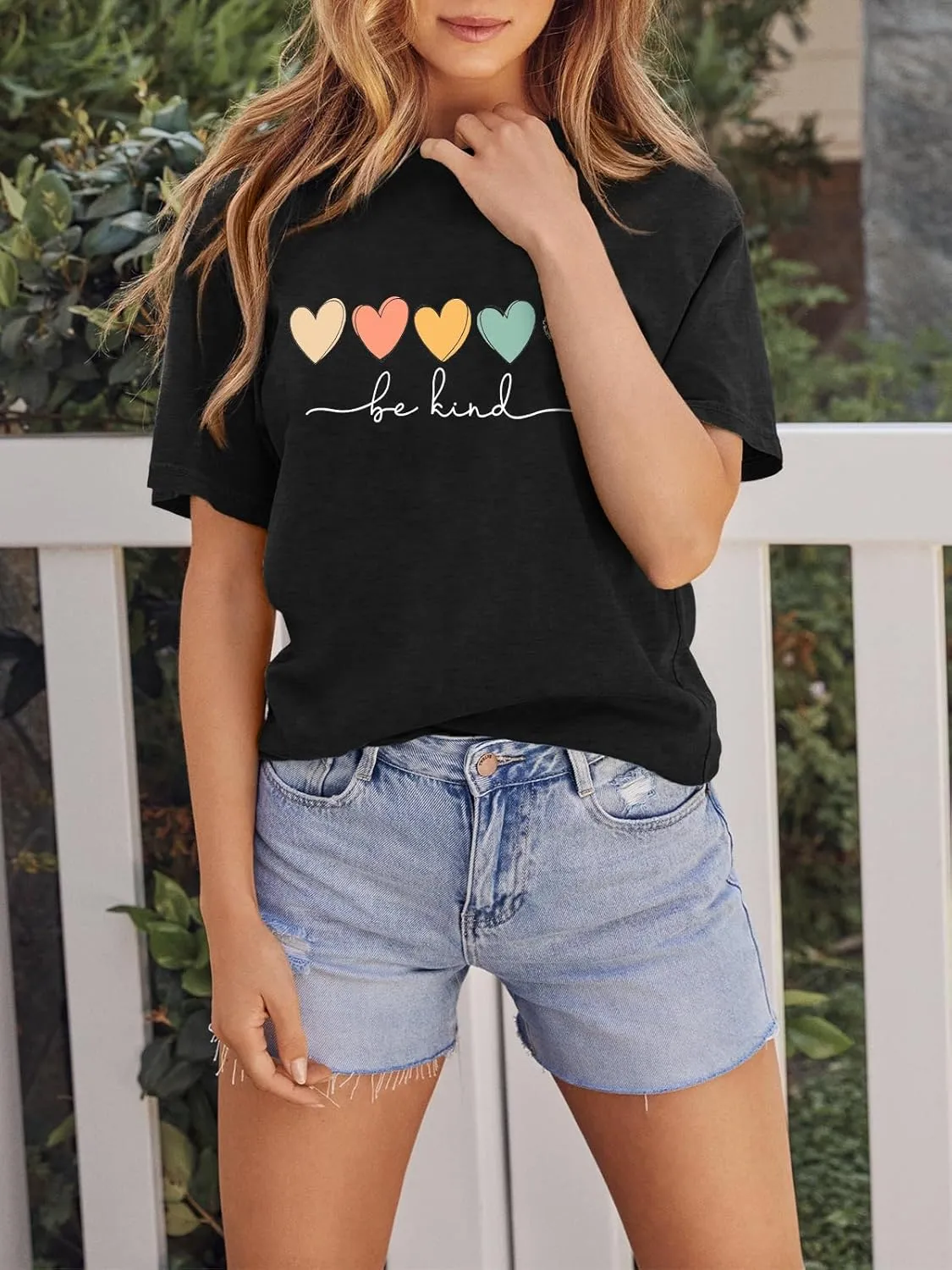 GEMLON Graphic T-Shirts for Women Loose Print Short Sleeve Tops Summer Casual Tees Shirt