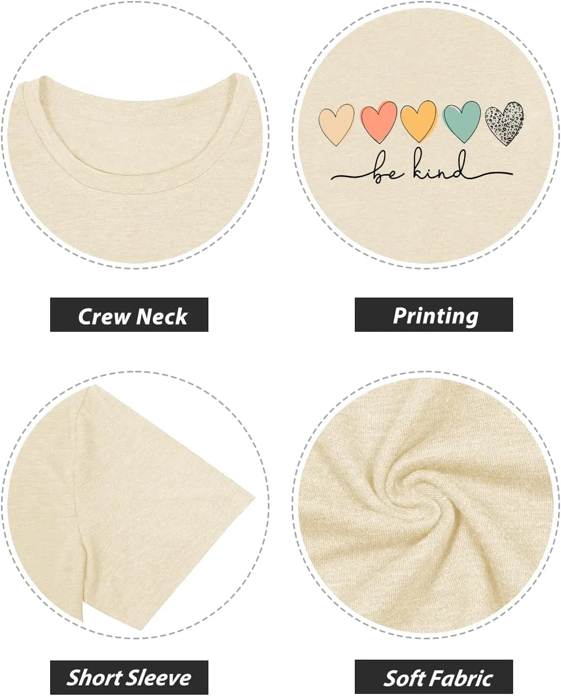 GEMLON Graphic T-Shirts for Women Loose Print Short Sleeve Tops Summer Casual Tees Shirt
