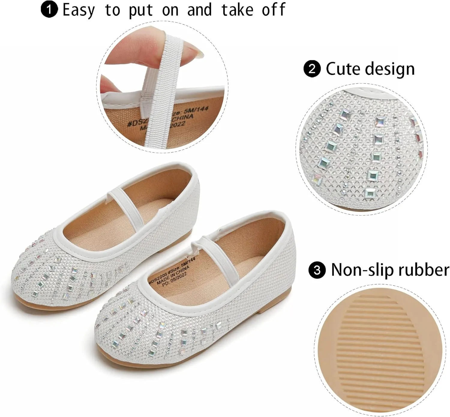 GINFIVE Toddler Girls Dress Shoes Little Girls Mary Janes Ballerina Flats Shoes Toddler