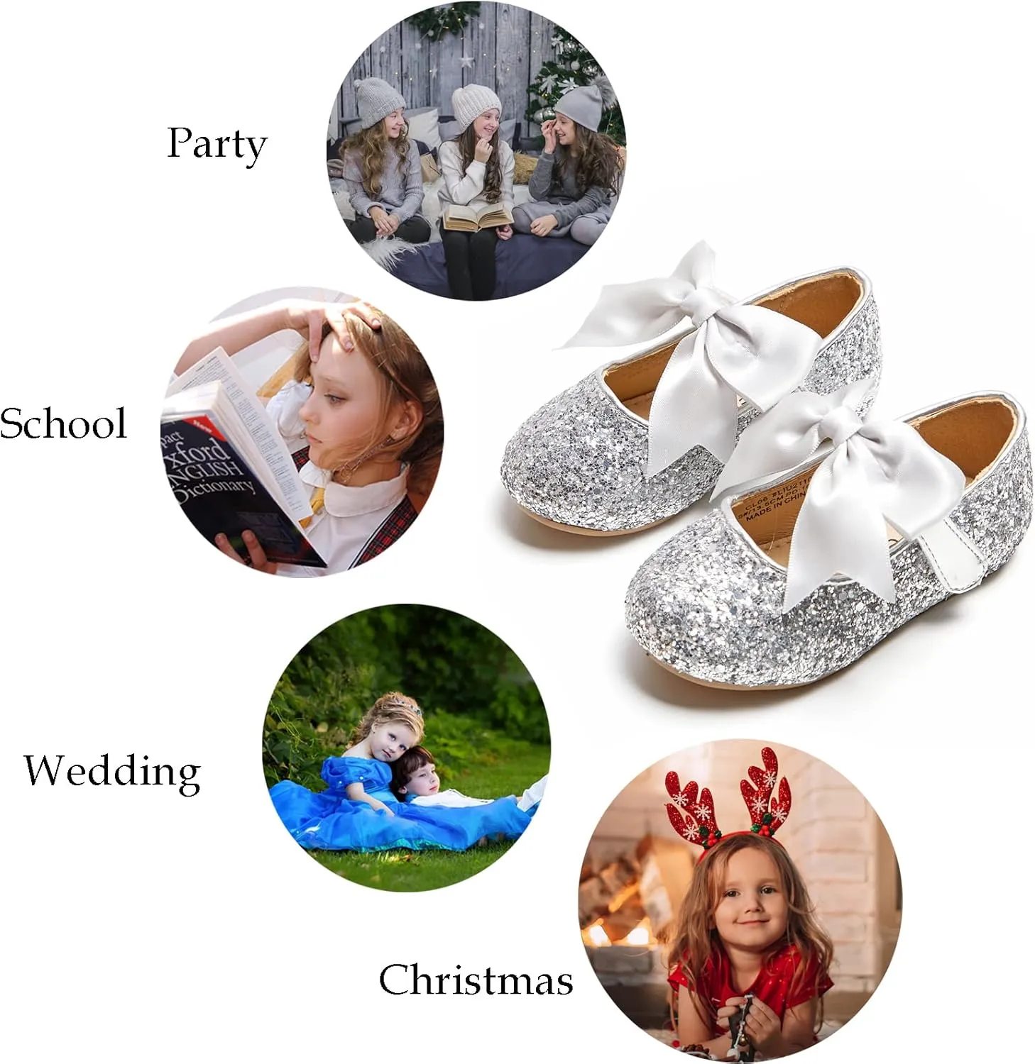 GINFIVE Toddler Girls Dress Shoes Little Girls Mary Janes Ballerina Flats Shoes Toddler