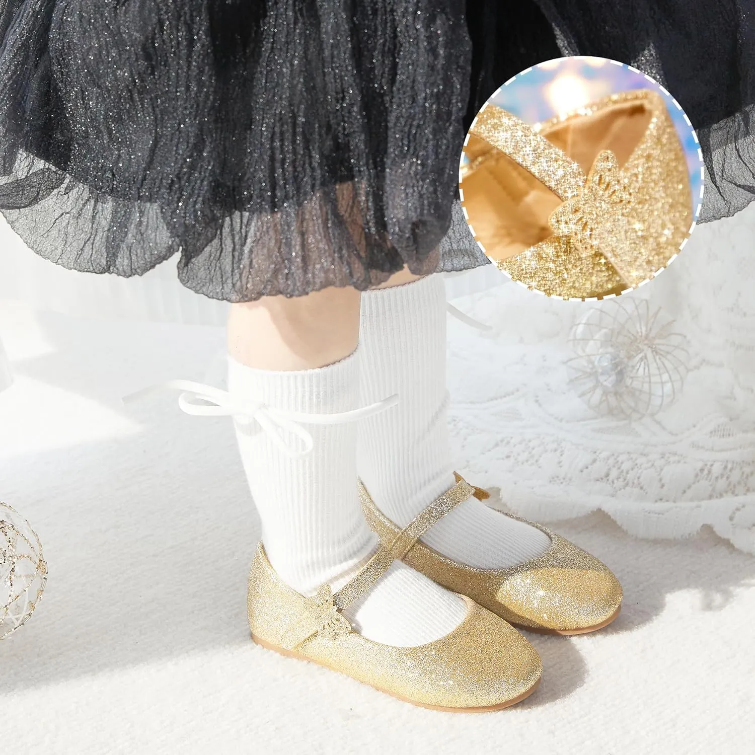 GINFIVE Toddler Girls Dress Shoes Little Girls Mary Janes Ballerina Flats Shoes Toddler