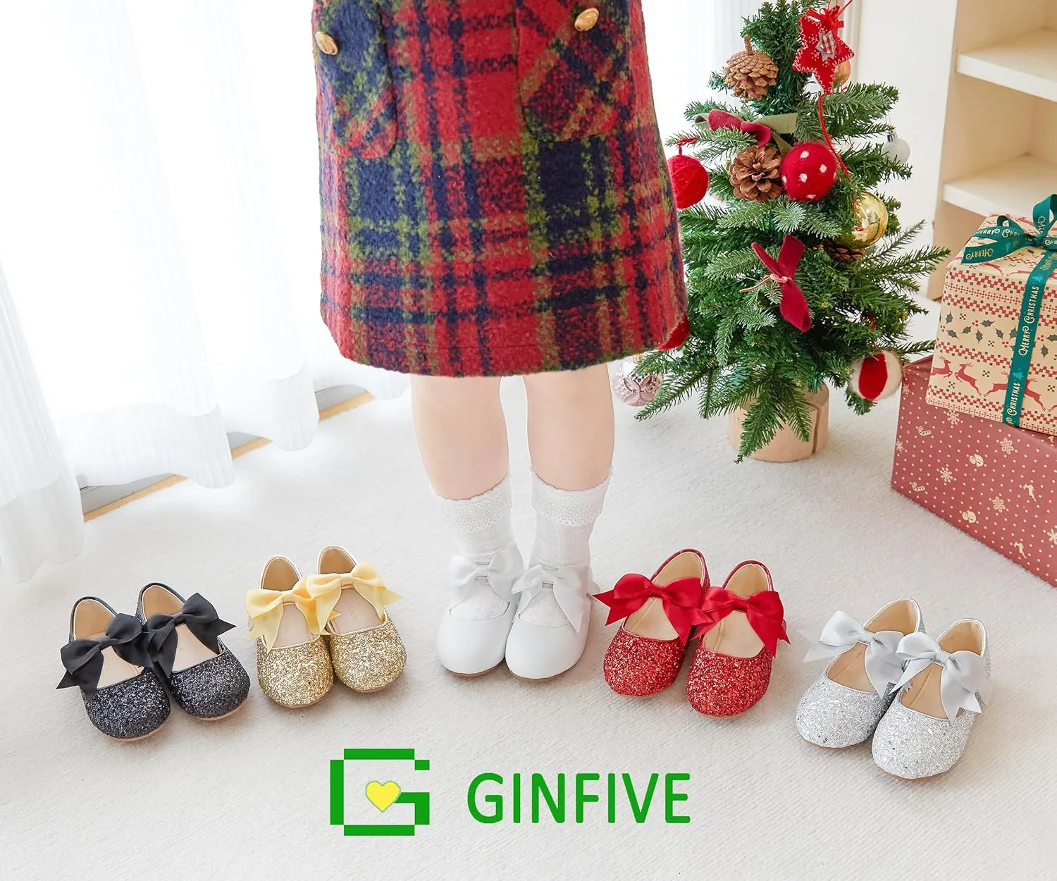 GINFIVE Toddler Girls Dress Shoes Little Girls Mary Janes Ballerina Flats Shoes Toddler