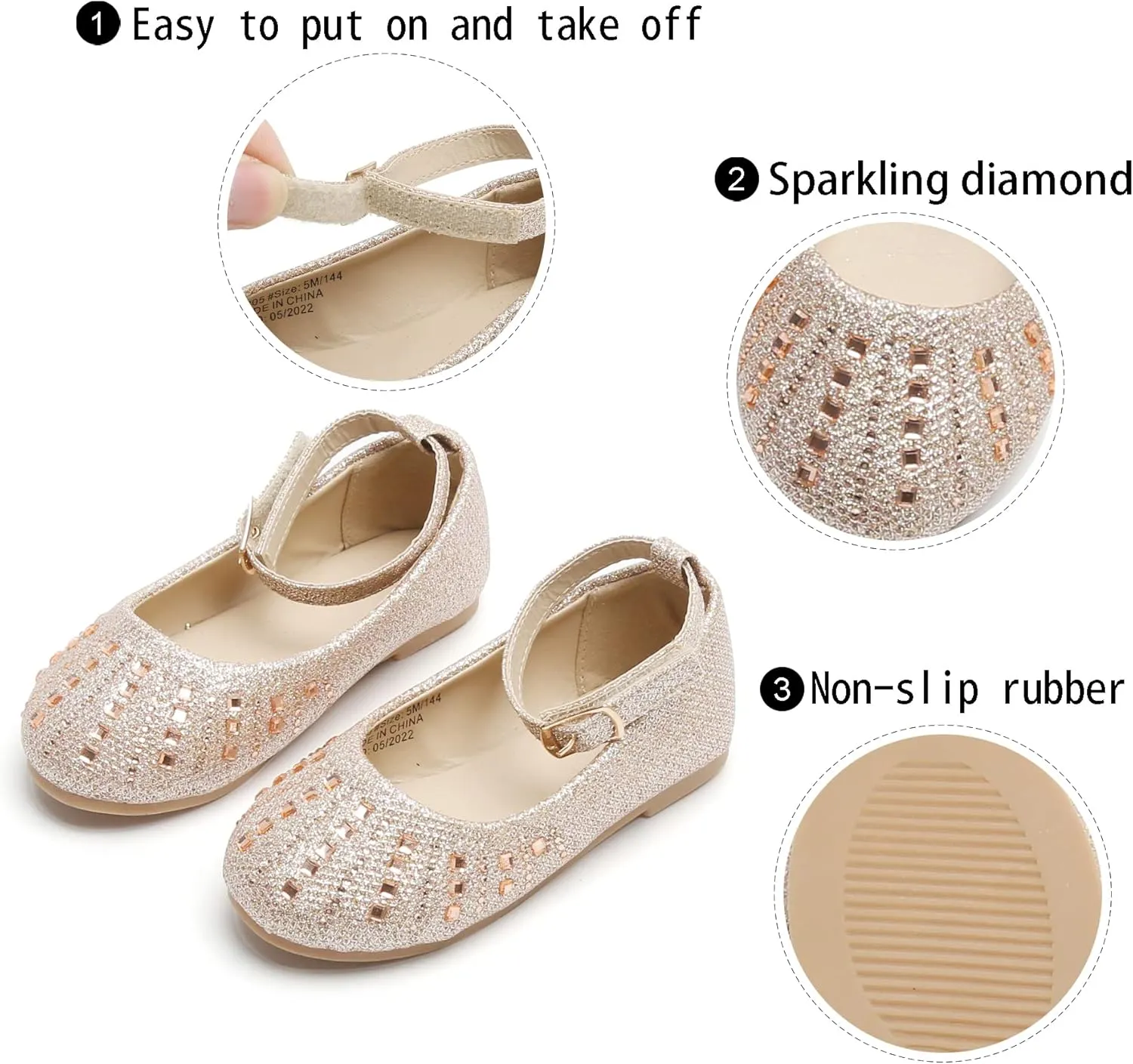 GINFIVE Toddler Girls Dress Shoes Little Girls Mary Janes Ballerina Flats Shoes Toddler