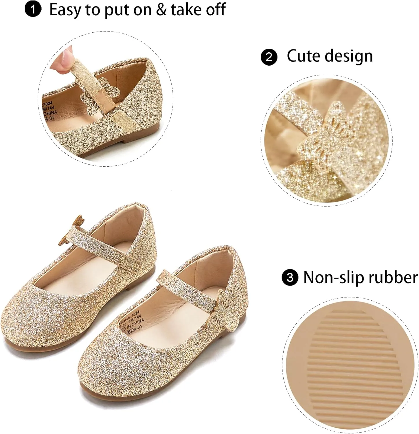 GINFIVE Toddler Girls Dress Shoes Little Girls Mary Janes Ballerina Flats Shoes Toddler