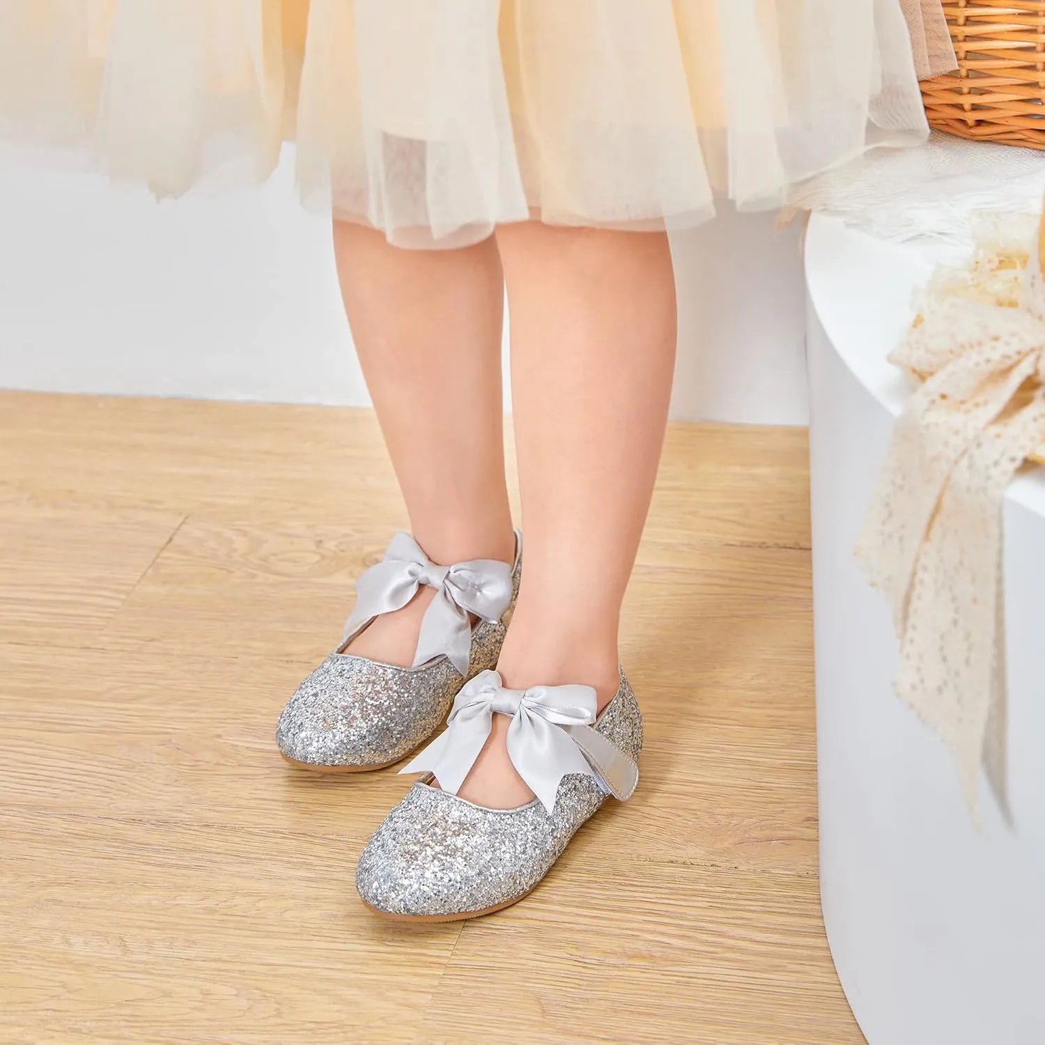GINFIVE Toddler Girls Dress Shoes Little Girls Mary Janes Ballerina Flats Shoes Toddler