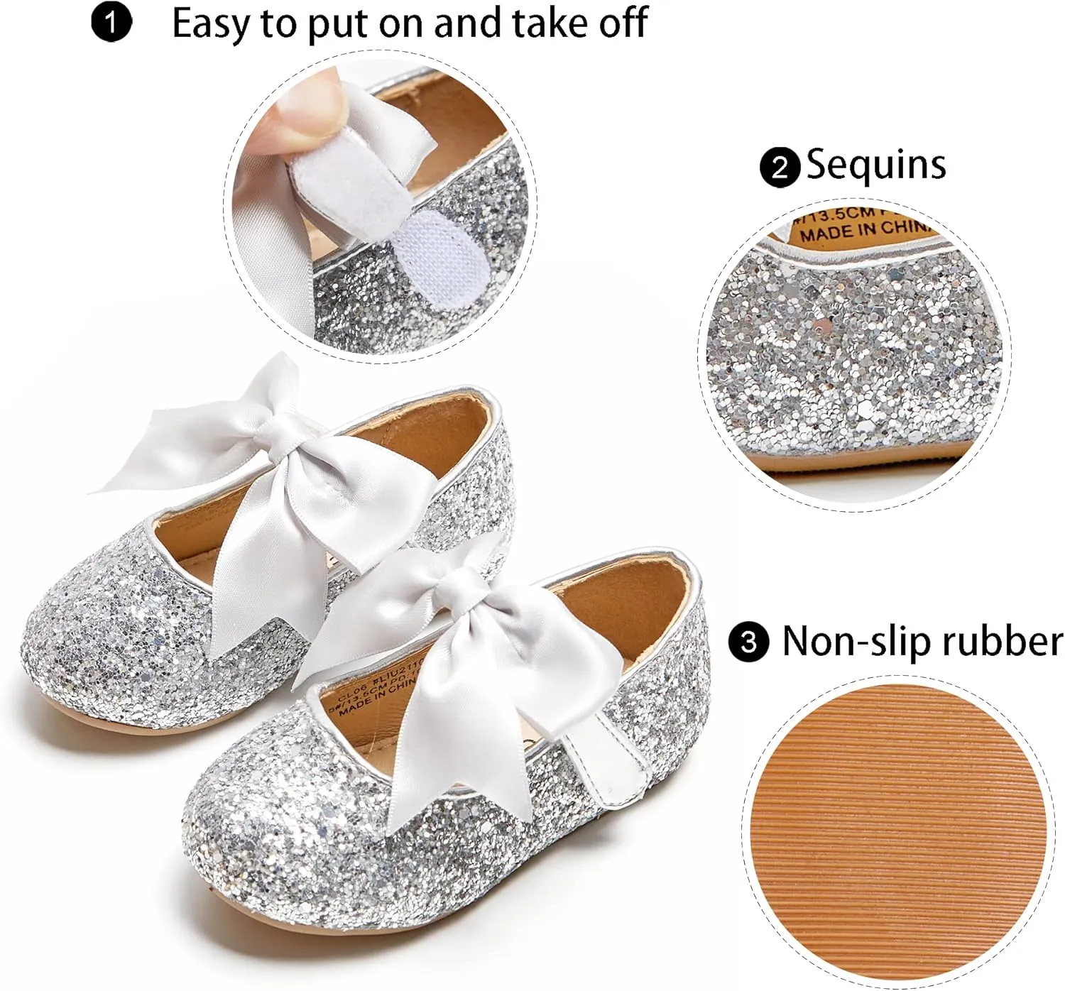 GINFIVE Toddler Girls Dress Shoes Little Girls Mary Janes Ballerina Flats Shoes Toddler