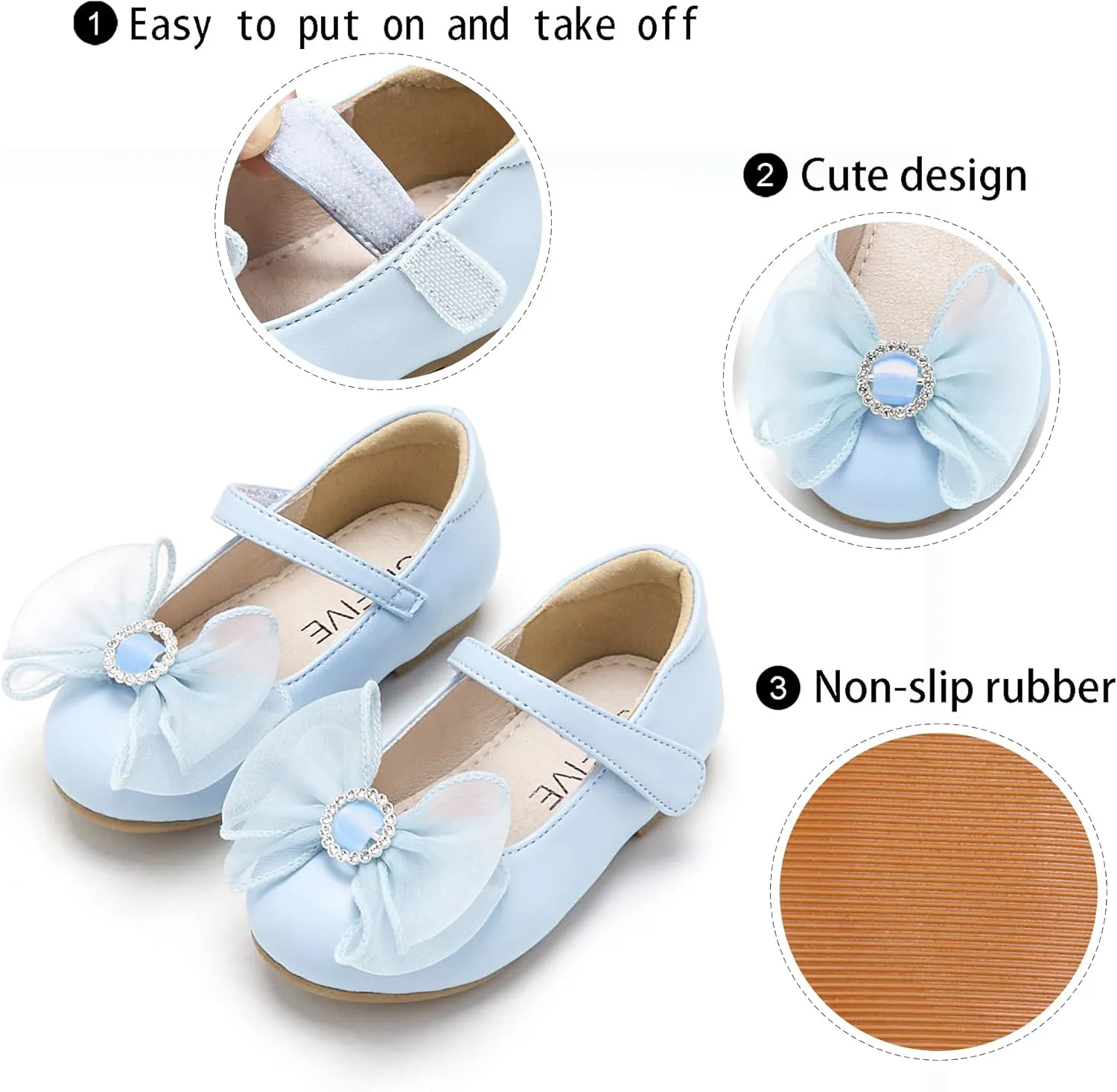 GINFIVE Toddler Girls Dress Shoes Little Girls Mary Janes Ballerina Flats Shoes Toddler