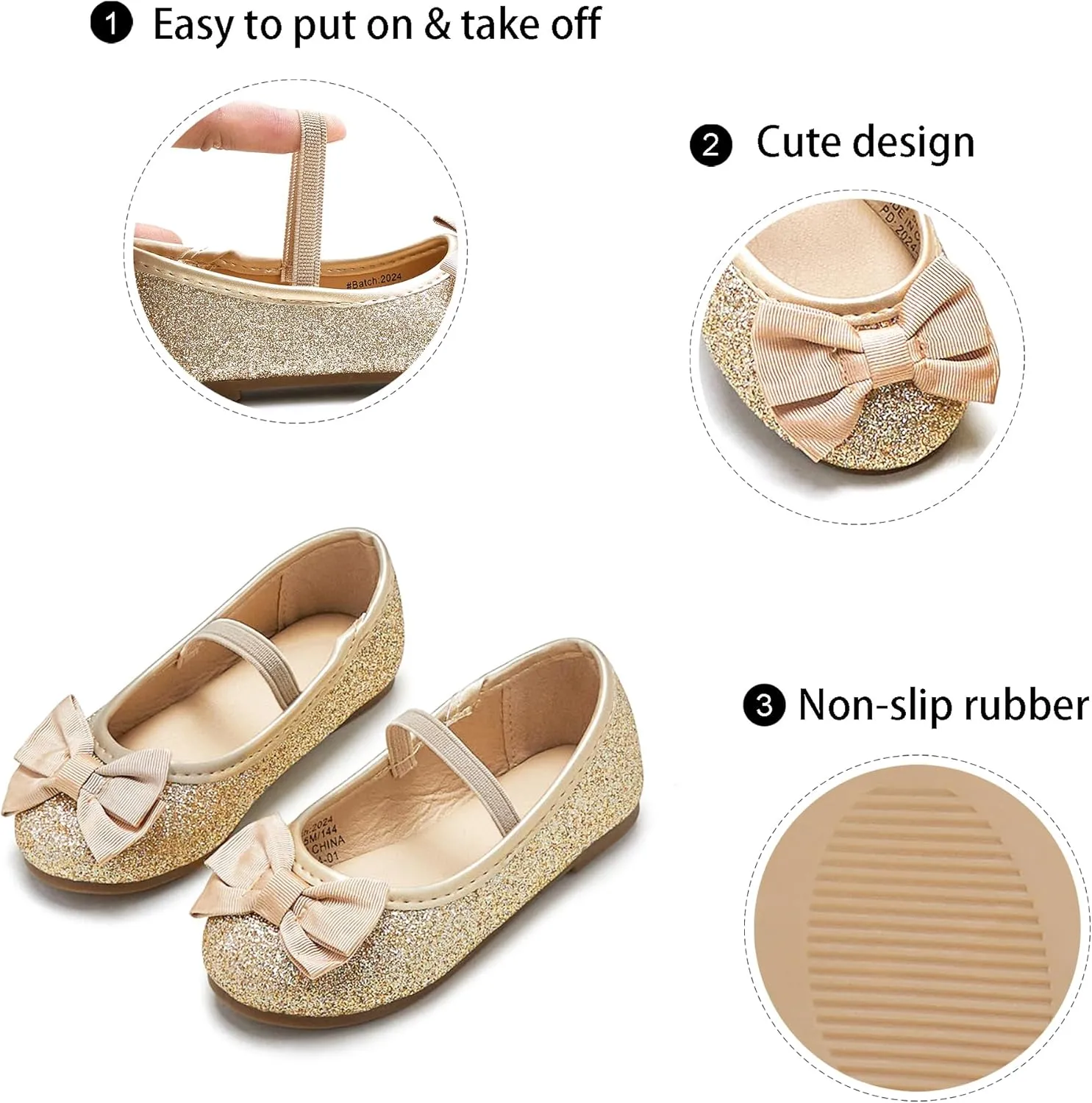 GINFIVE Toddler Girls Dress Shoes Little Girls Mary Janes Ballerina Flats Shoes Toddler