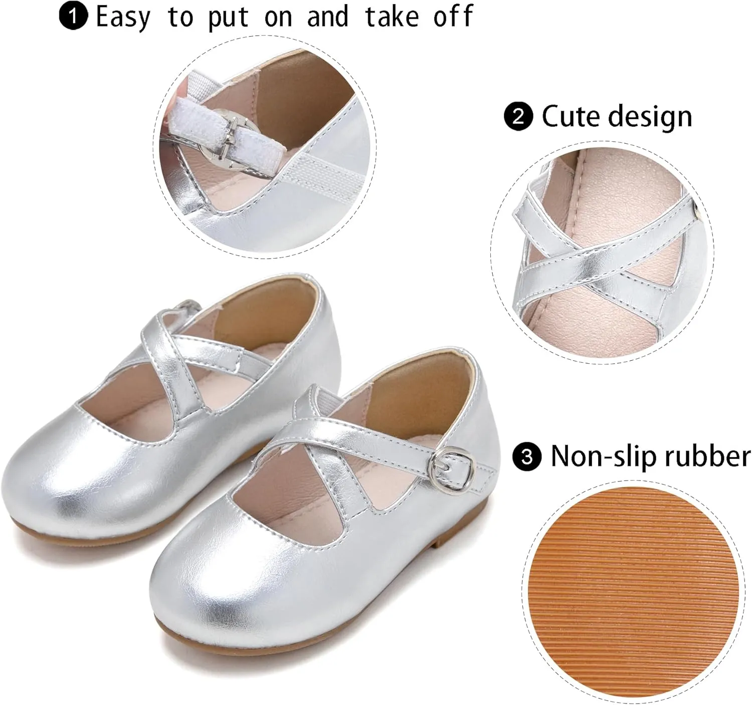GINFIVE Toddler Girls Dress Shoes Mary Janes Ballerina Flats for Girls Shoes Toddler