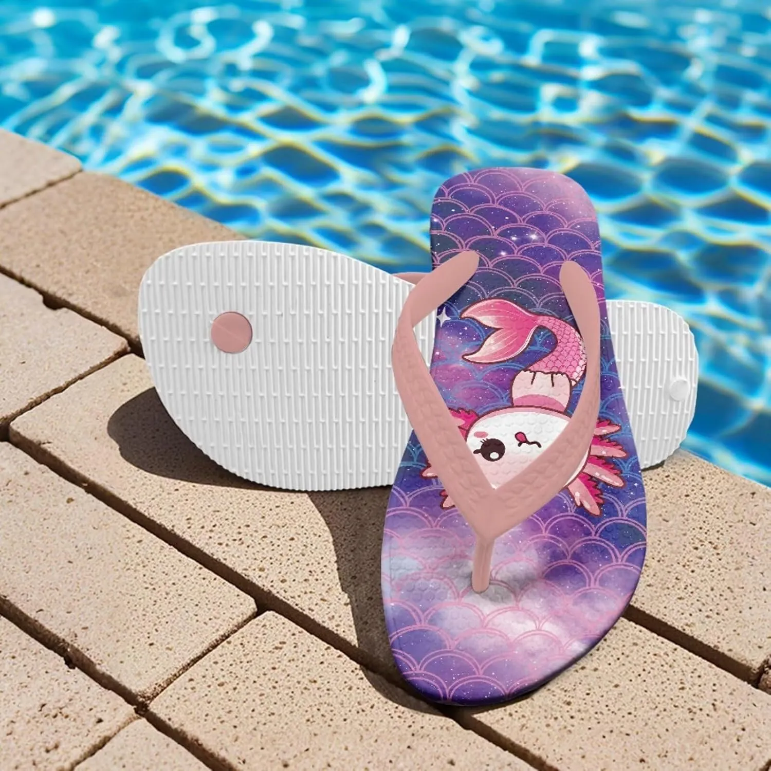 Girls Boys Cartoon Animal Print Flip Flops Sandals Kids Water Shoes Thong Beach Slides Quick Dry