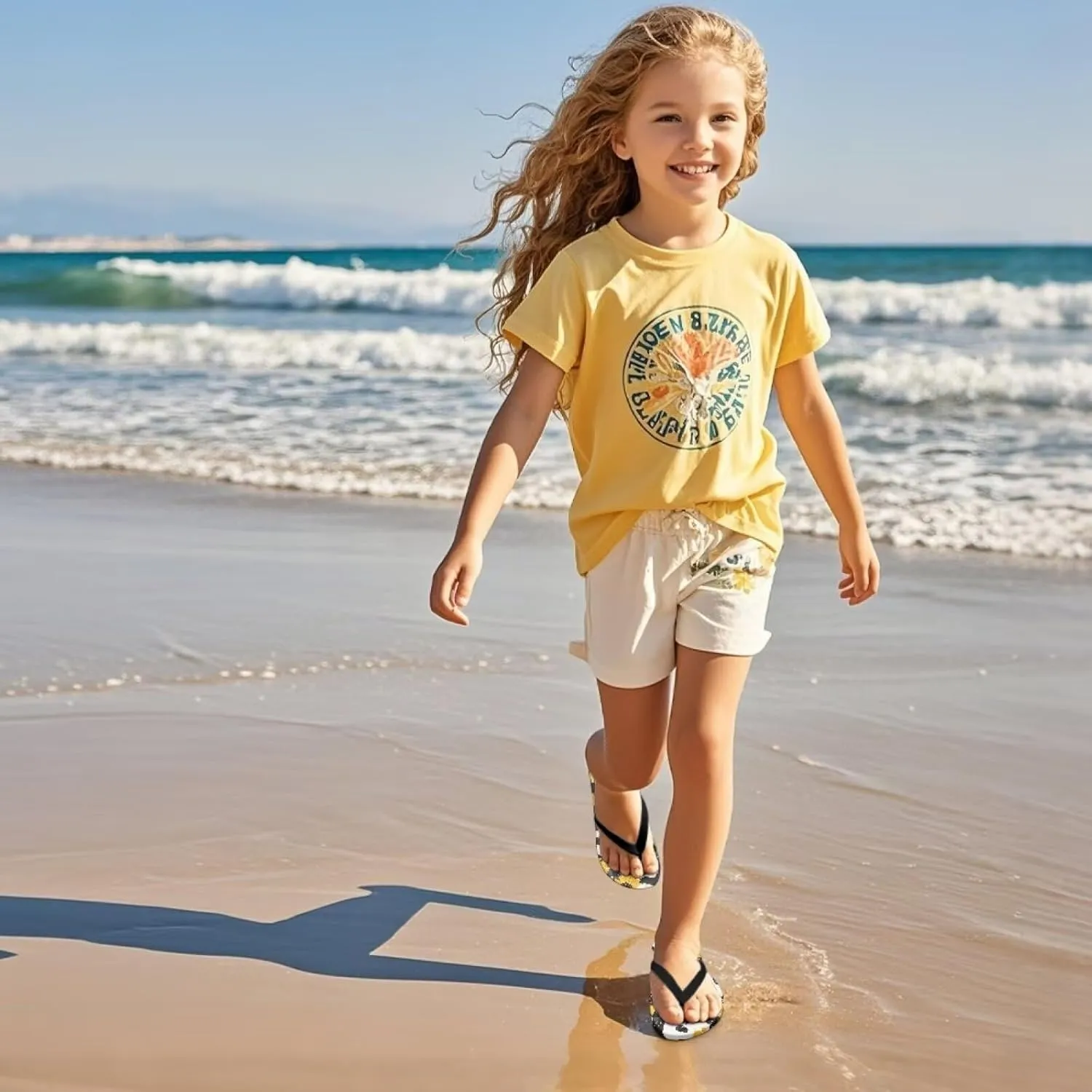 Girls Boys Flip Flops Sandals Kids Water Shoes - Cartoon Print - Thong Beach Slides Summer Slip-on