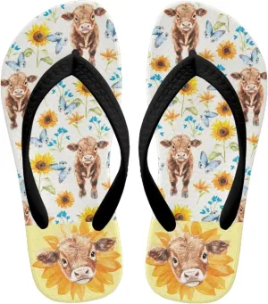 Girls' Cartoon Sandals Open Toe Slip On Summer Holiday Kawaii Print Boys Thong Flip Flops with Soft Strap