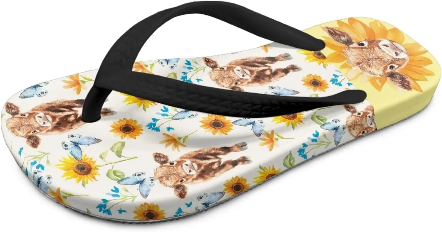 Girls' Cartoon Sandals Open Toe Slip On Summer Holiday Kawaii Print Boys Thong Flip Flops with Soft Strap
